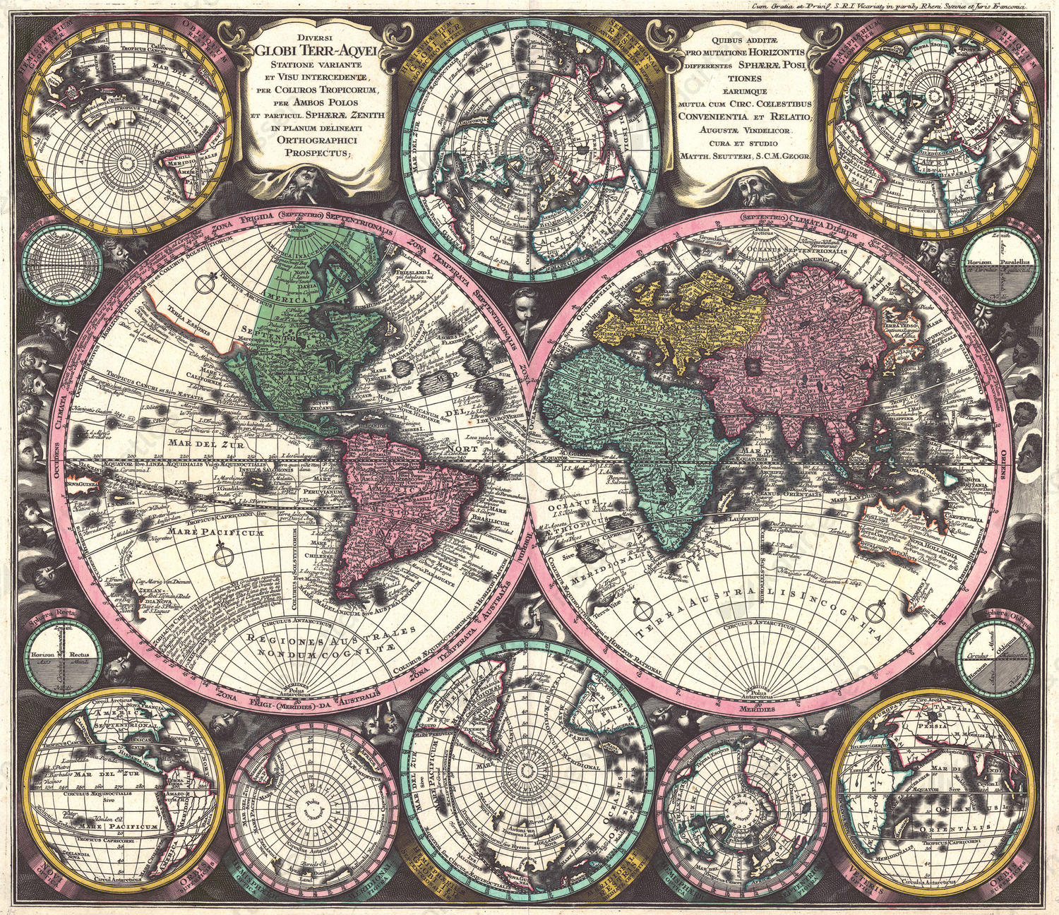 Wereldkaart Matthaeus Seutter Digitale Wereldkaart Matthaeus Seutter