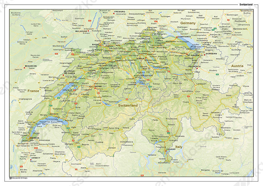 Natuurkundige landkaart Zwitserland
