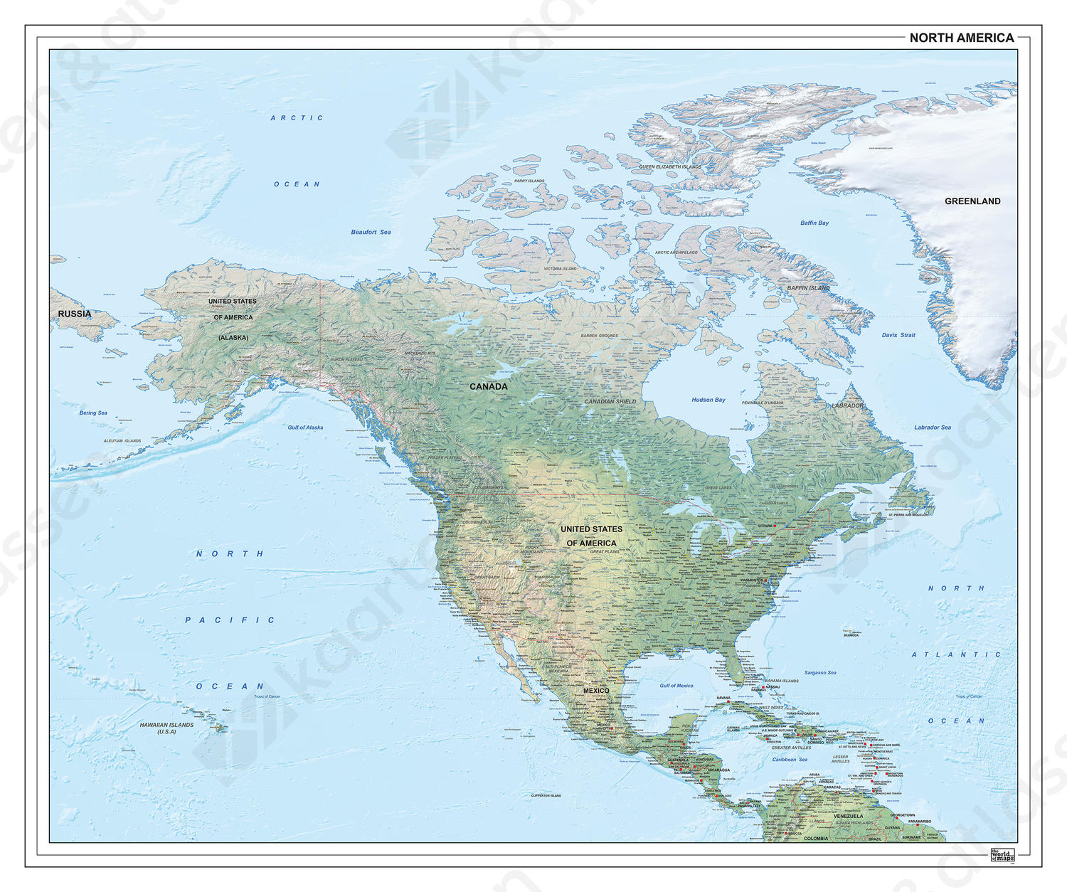 Digitale Noord-Amerika natuurkundig 1285 | Kaarten en ...