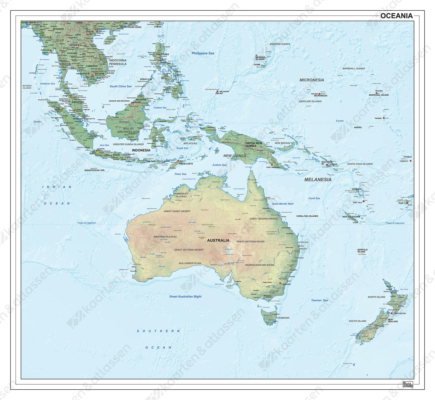 Oceanië natuurkundig 1290 Oceanië natuurkundig 1290