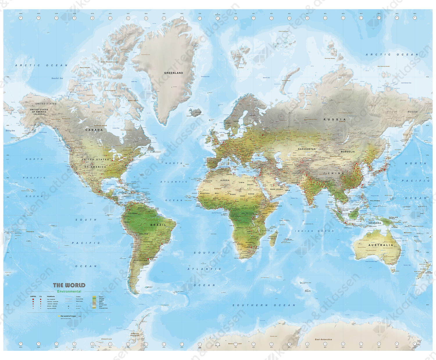 tv Ooit raket Wereldkaart Environmental Large 1500 | Kaarten en Atlassen.nl