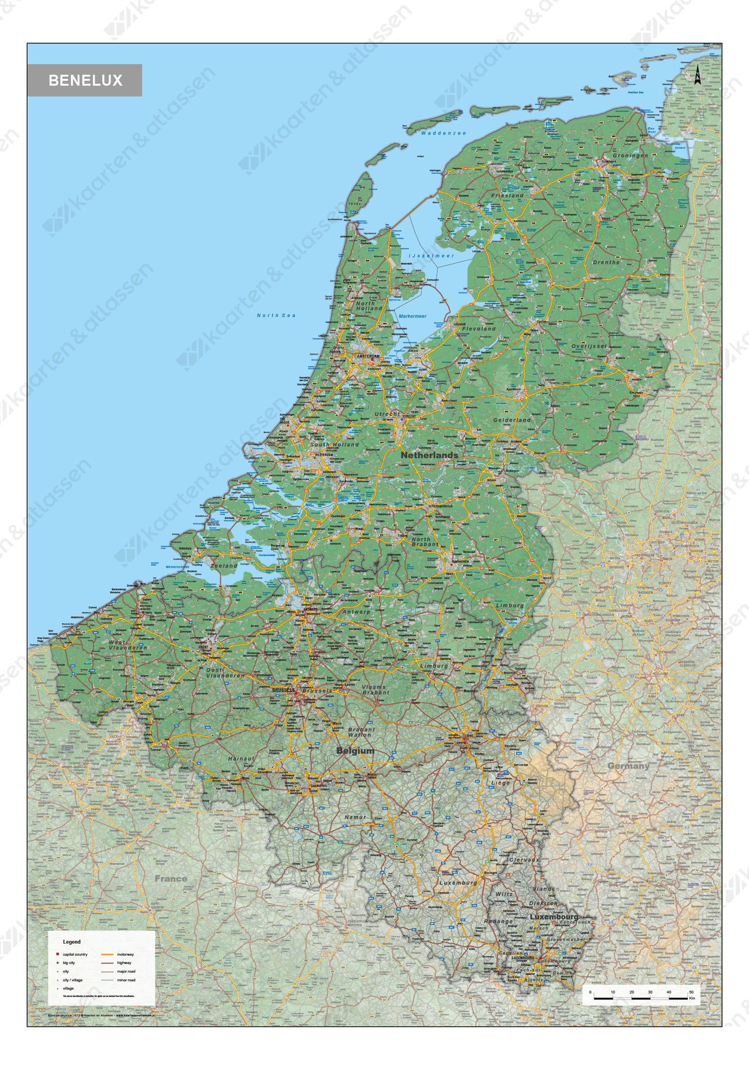 Benelux Kaart Natuurkundig Benelux Kaart Natuurkundig