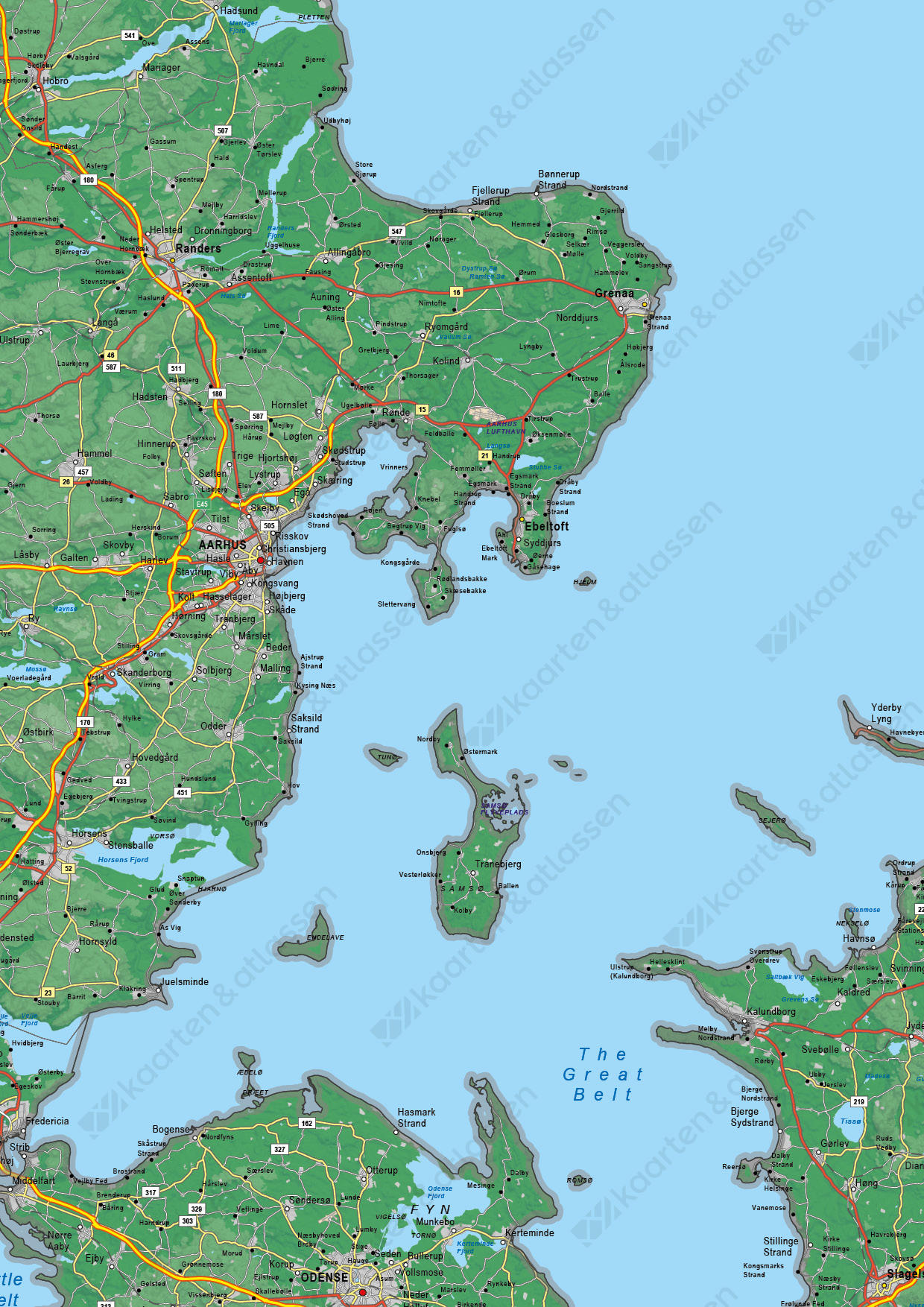 Denemarken Kaart Natuurkundig