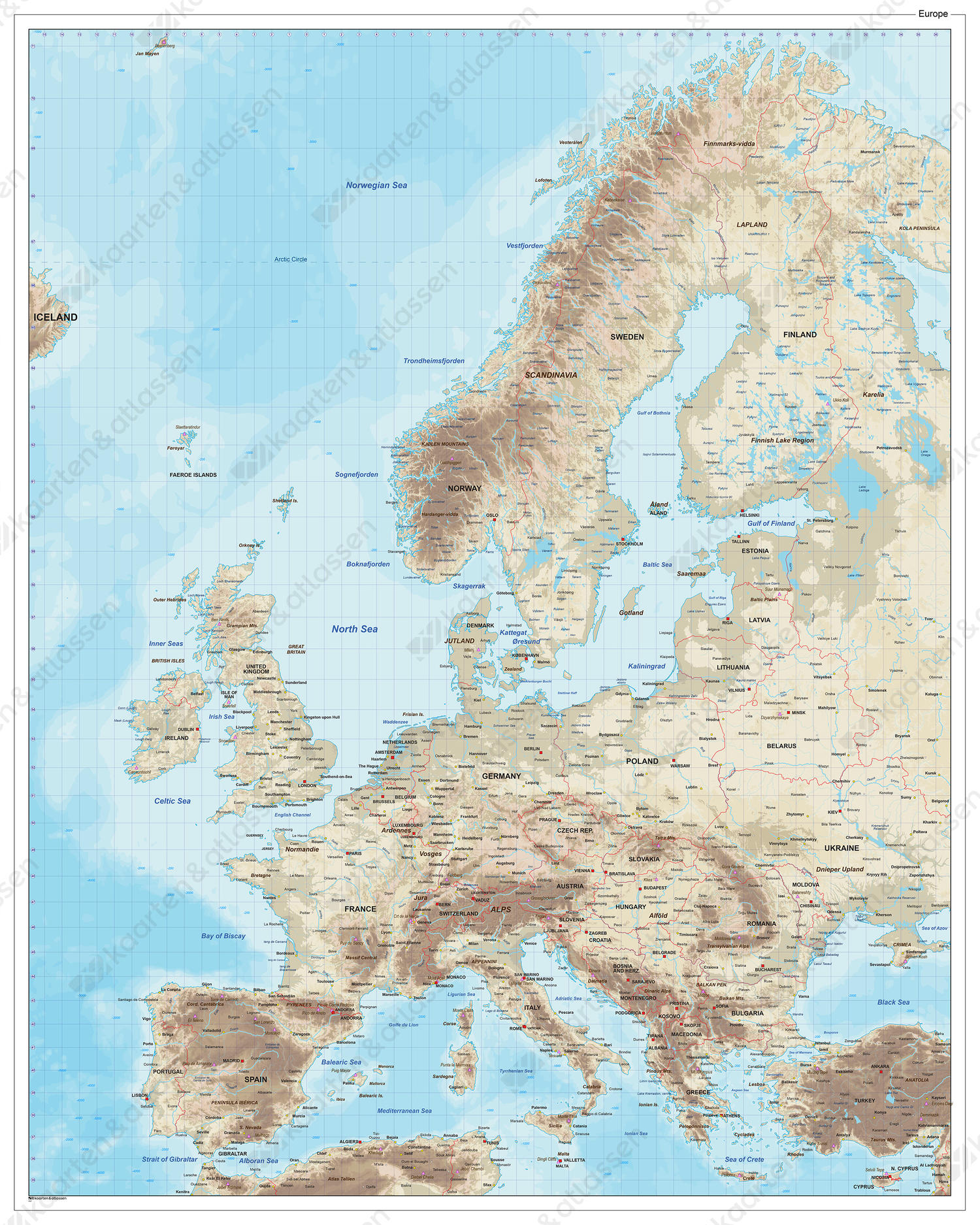 Natuurkundige Europakaart