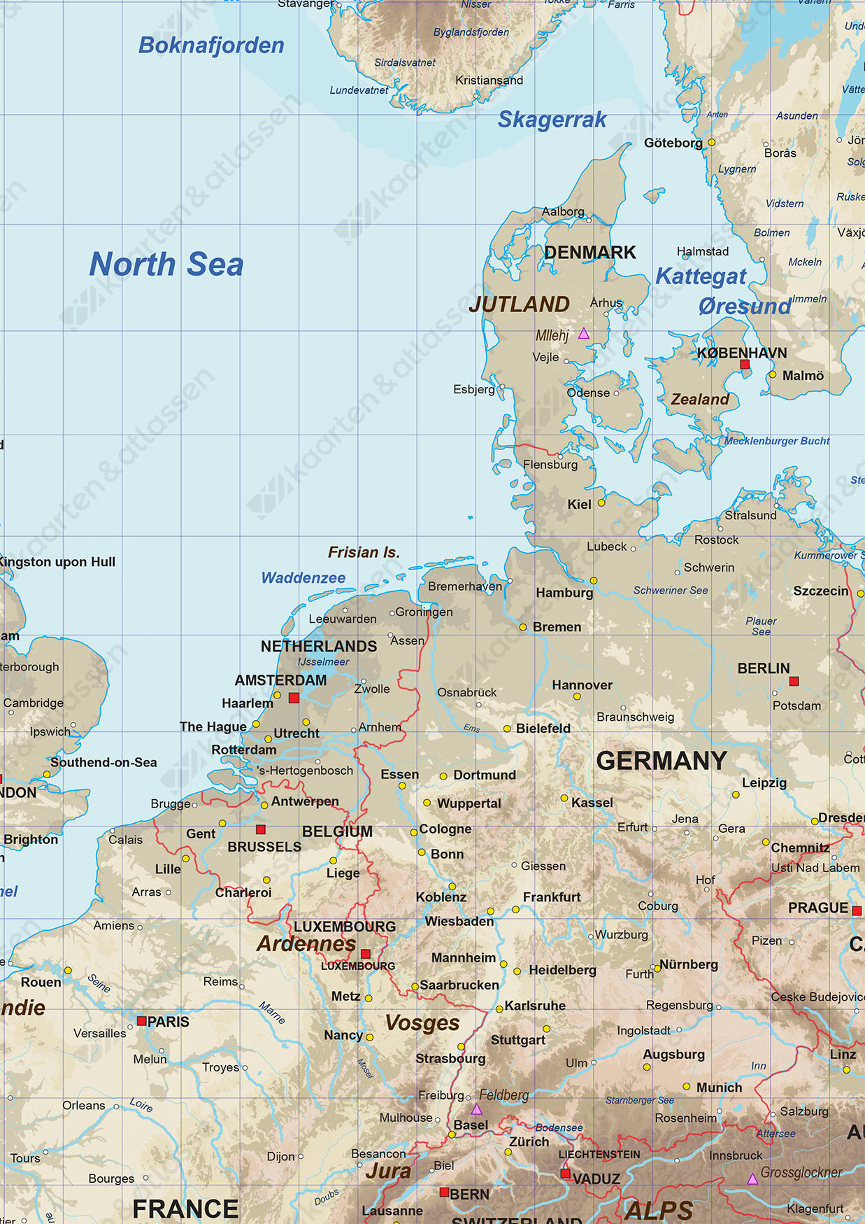 Natuurkundige Europakaart