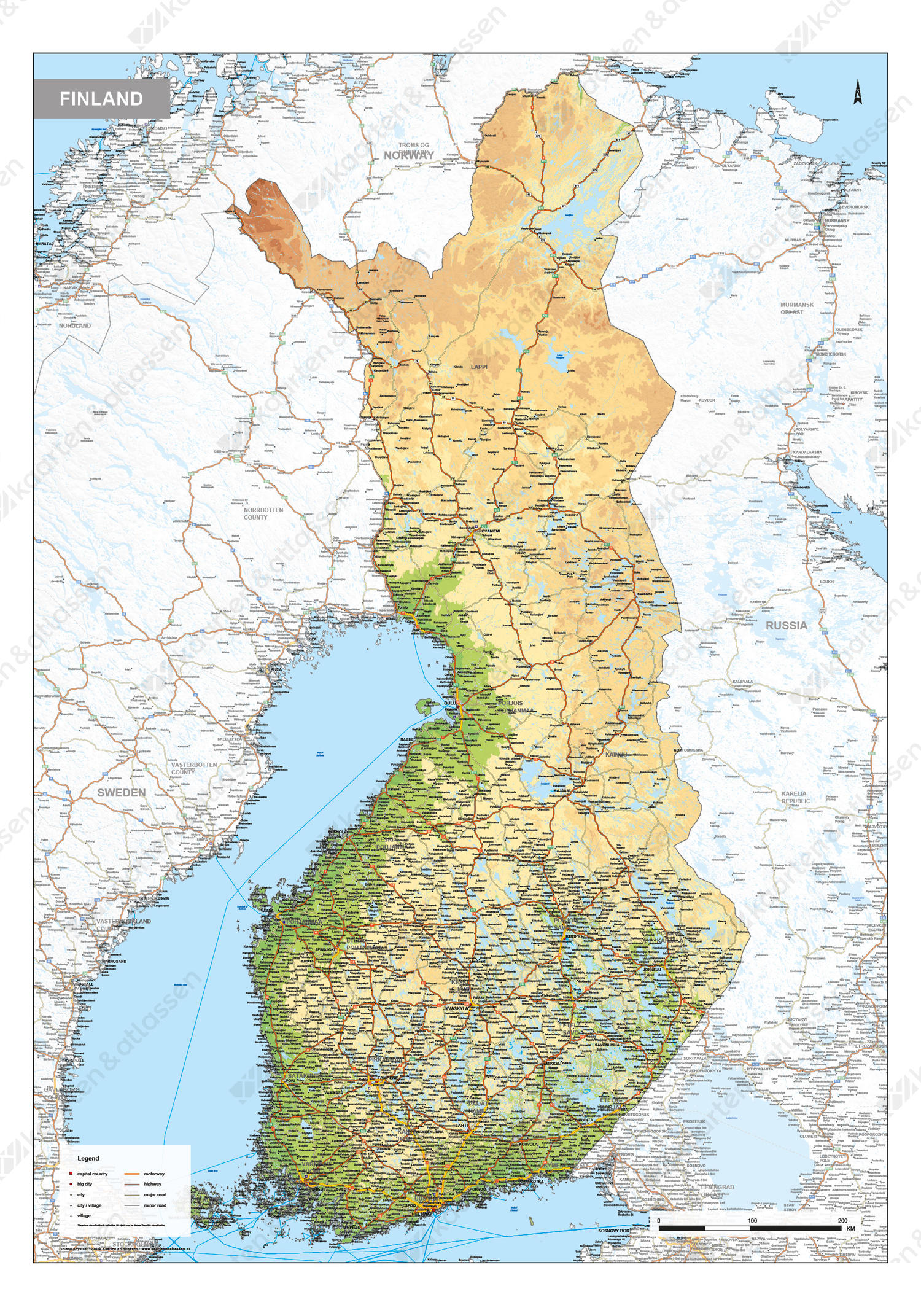 Natuurkundige kaart Finland