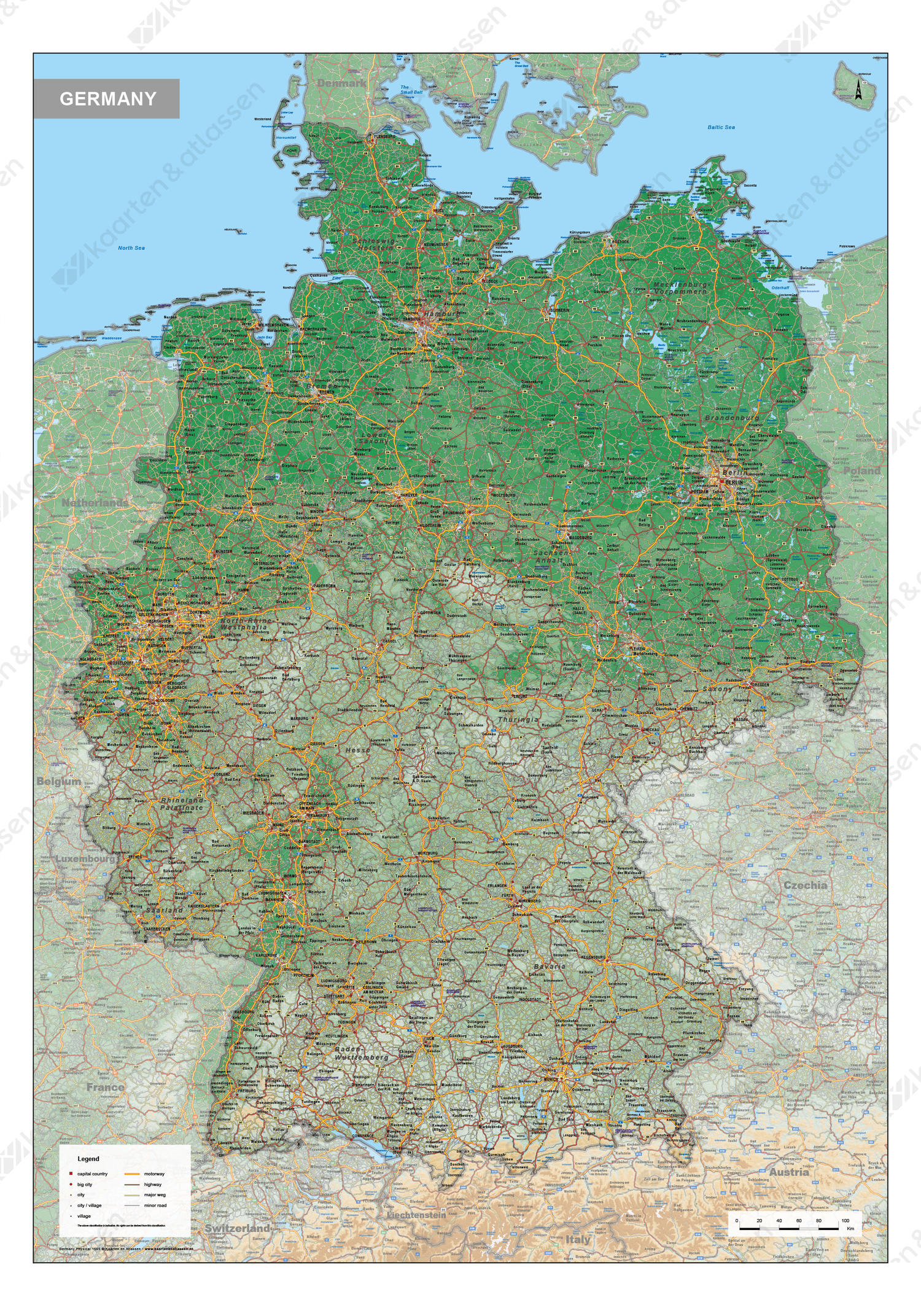 Digitale Duitsland Kaart Natuurkundig