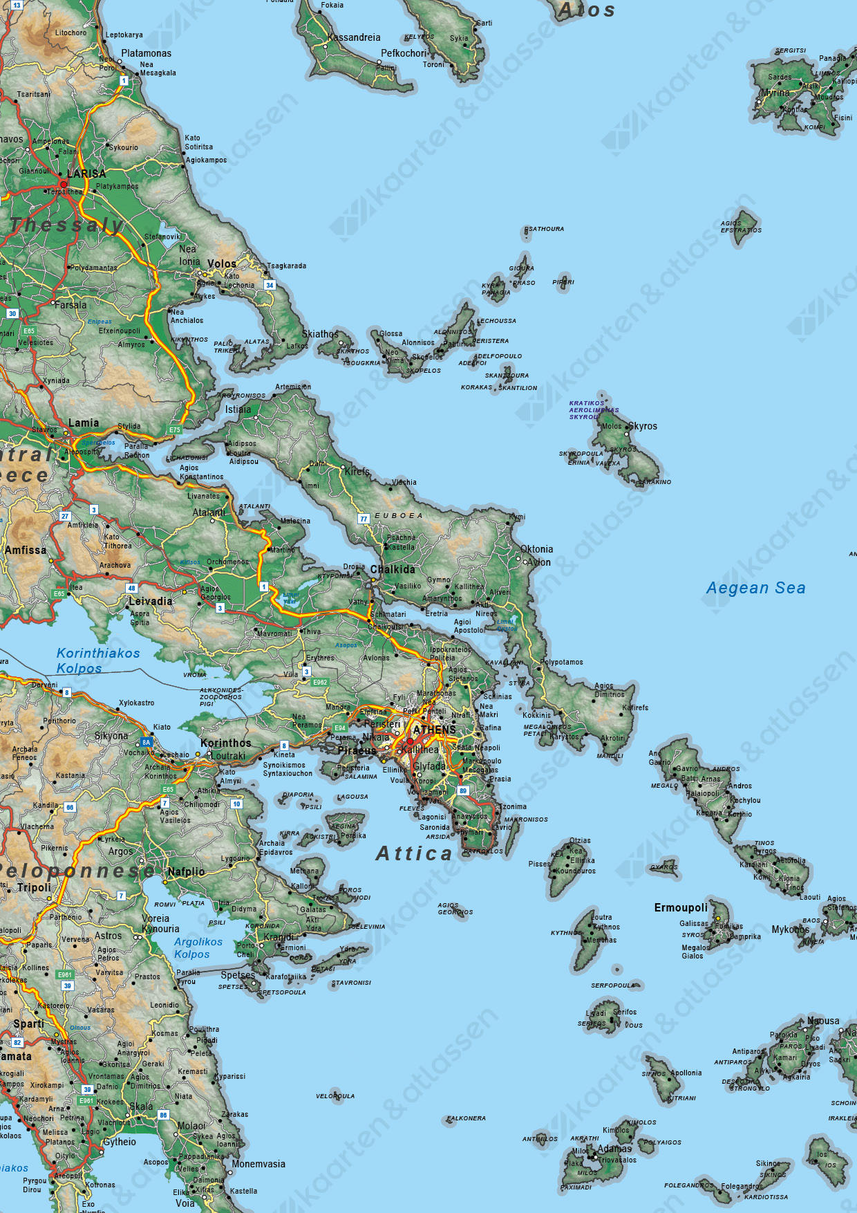 Digitale Griekenland Kaart Natuurkundig