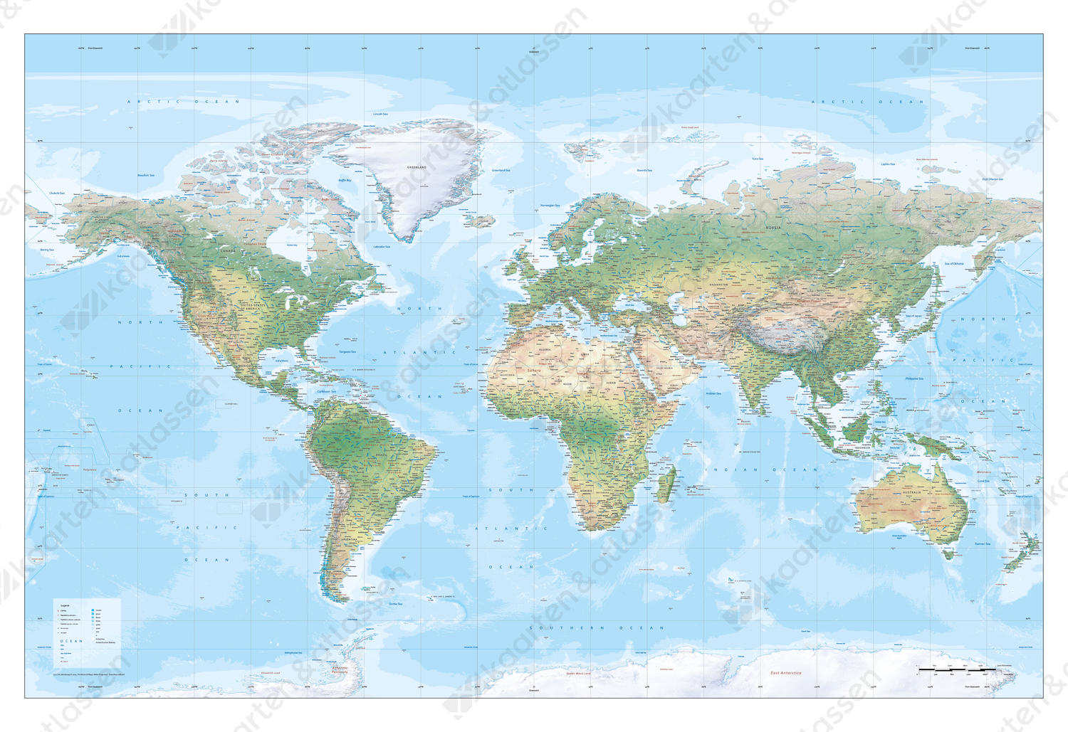 Ambacht Bewustzijn stad Wereldkaart XXL Natuurkundig met reliëf 1272 | Kaarten en Atlassen.nl