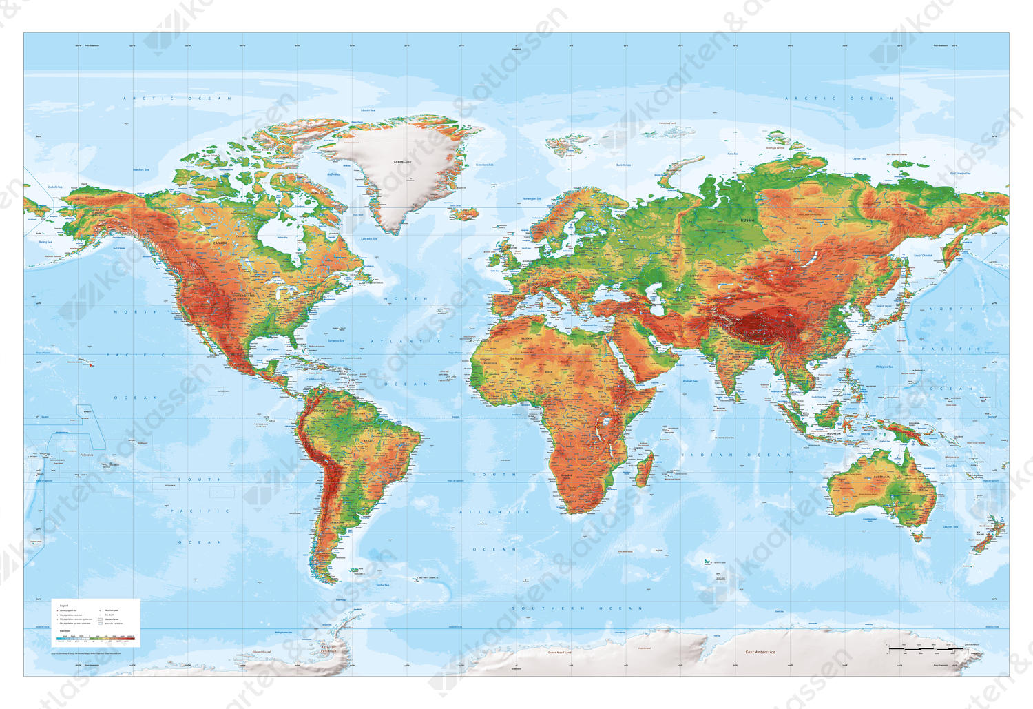 Wereldkaart XXL Natuurkundig