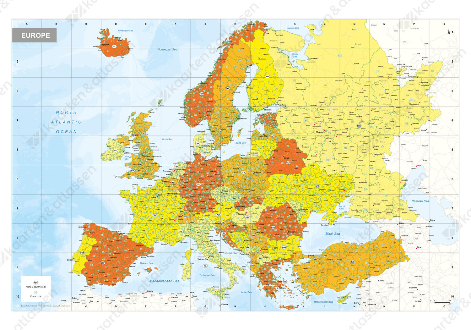 Postcode kaart Europa Postcode kaart Europa