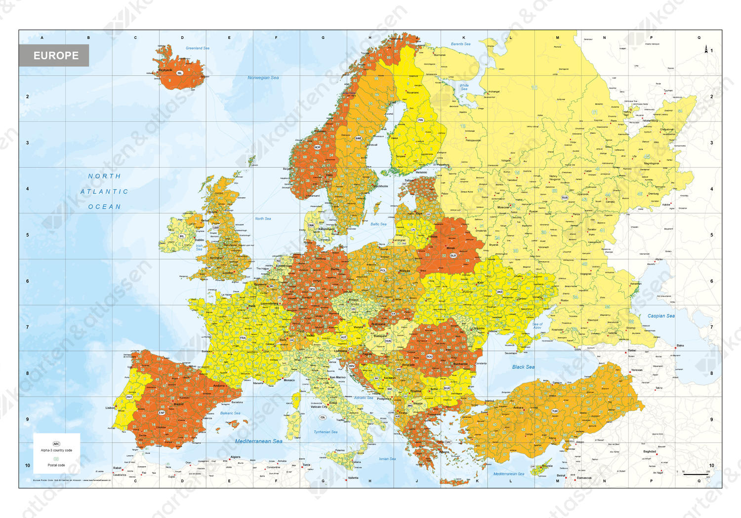 postcodekaart Europa