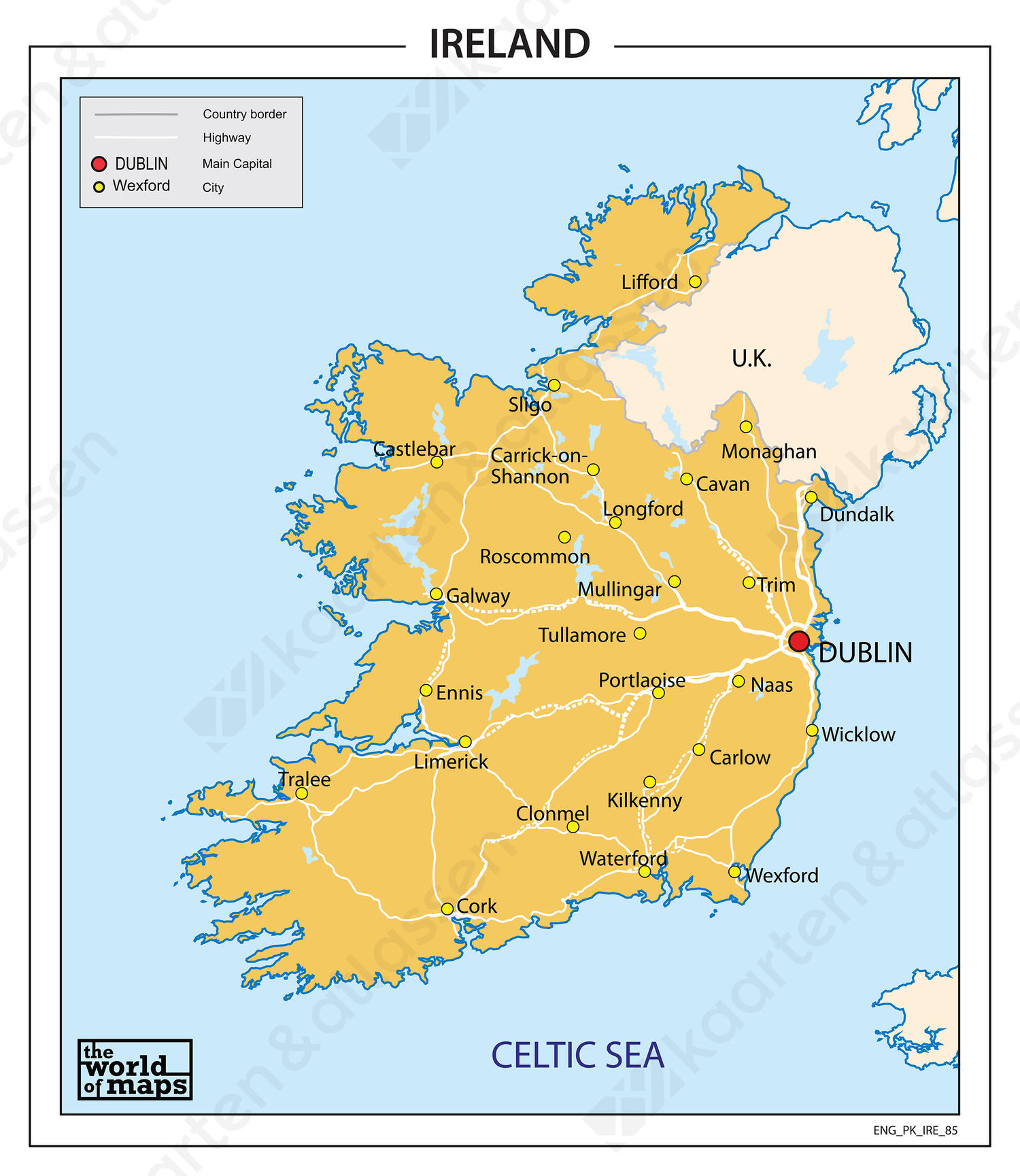 Digitale postcodekaart Ierland 3-cijferig 