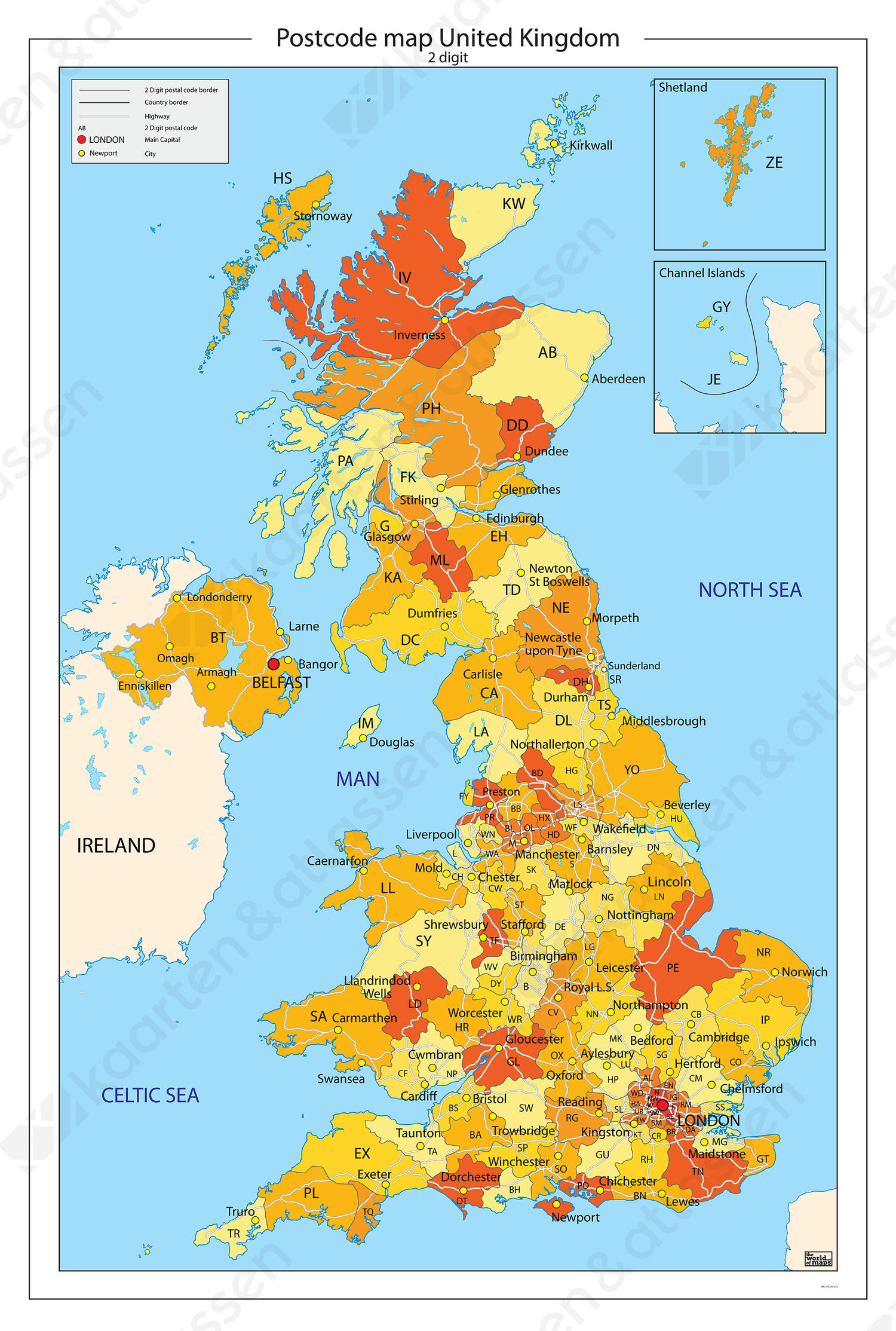 Postcodekaart United Kingdom