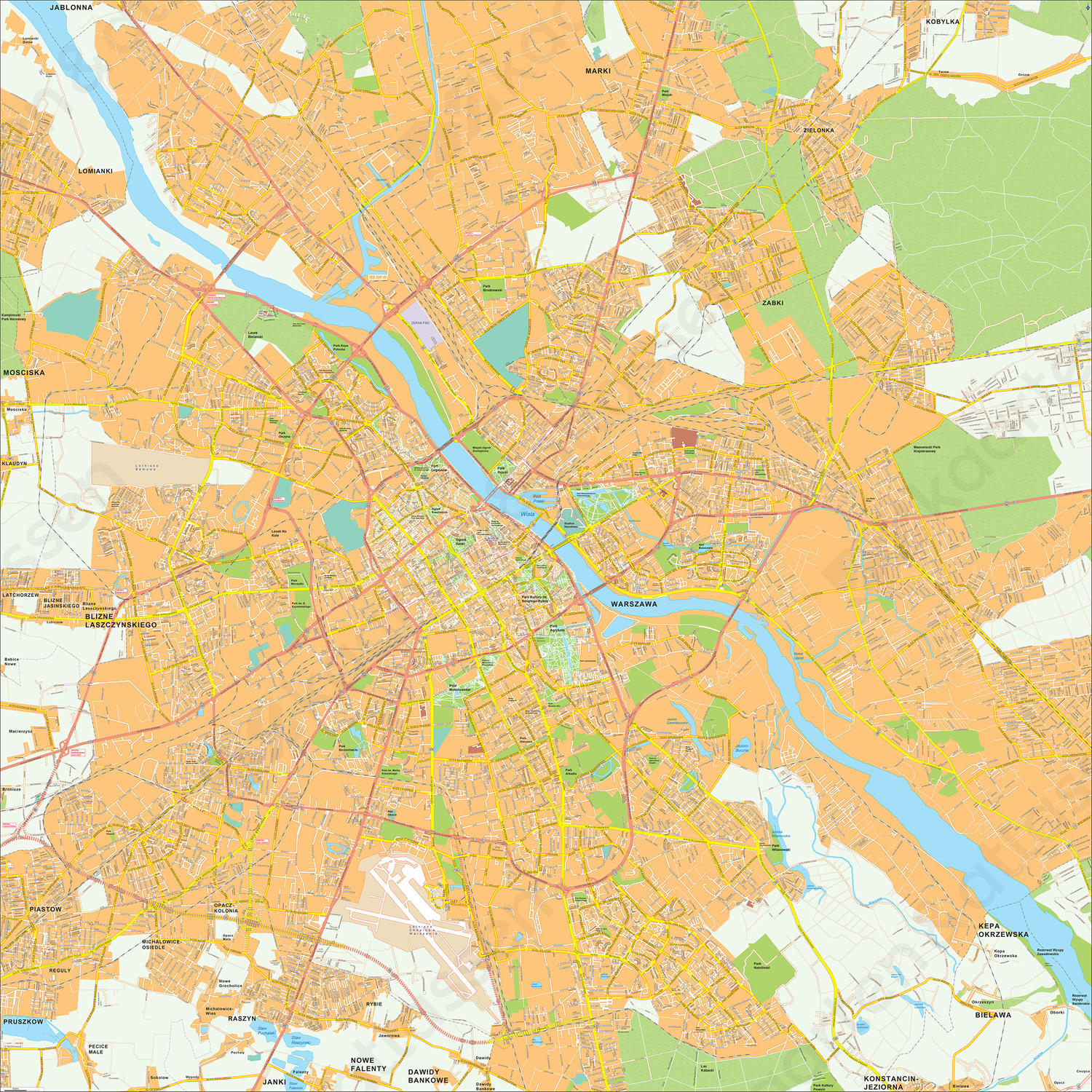 Digitale kaart Warschau / Warsaw 499