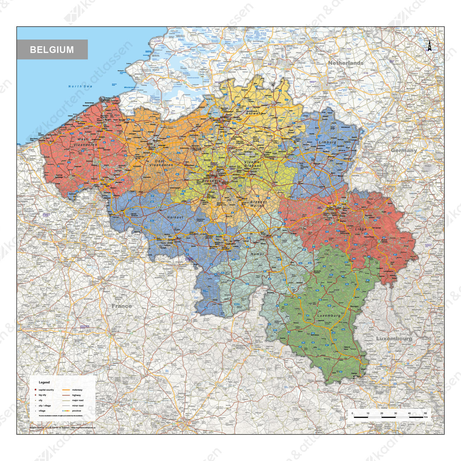 Digitale België Kaart Staatkundig