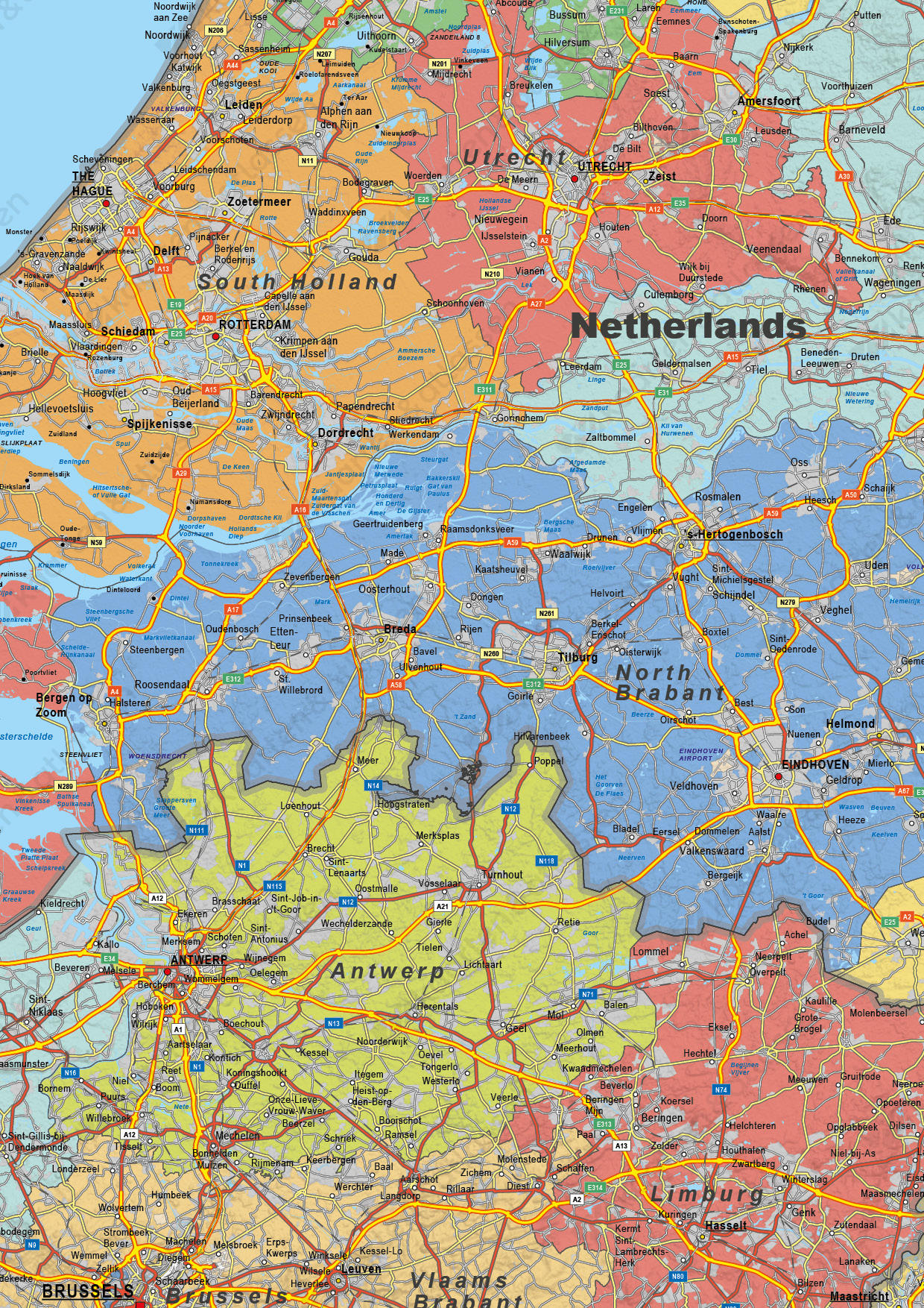 Digitale Benelux Kaart Staatkundig