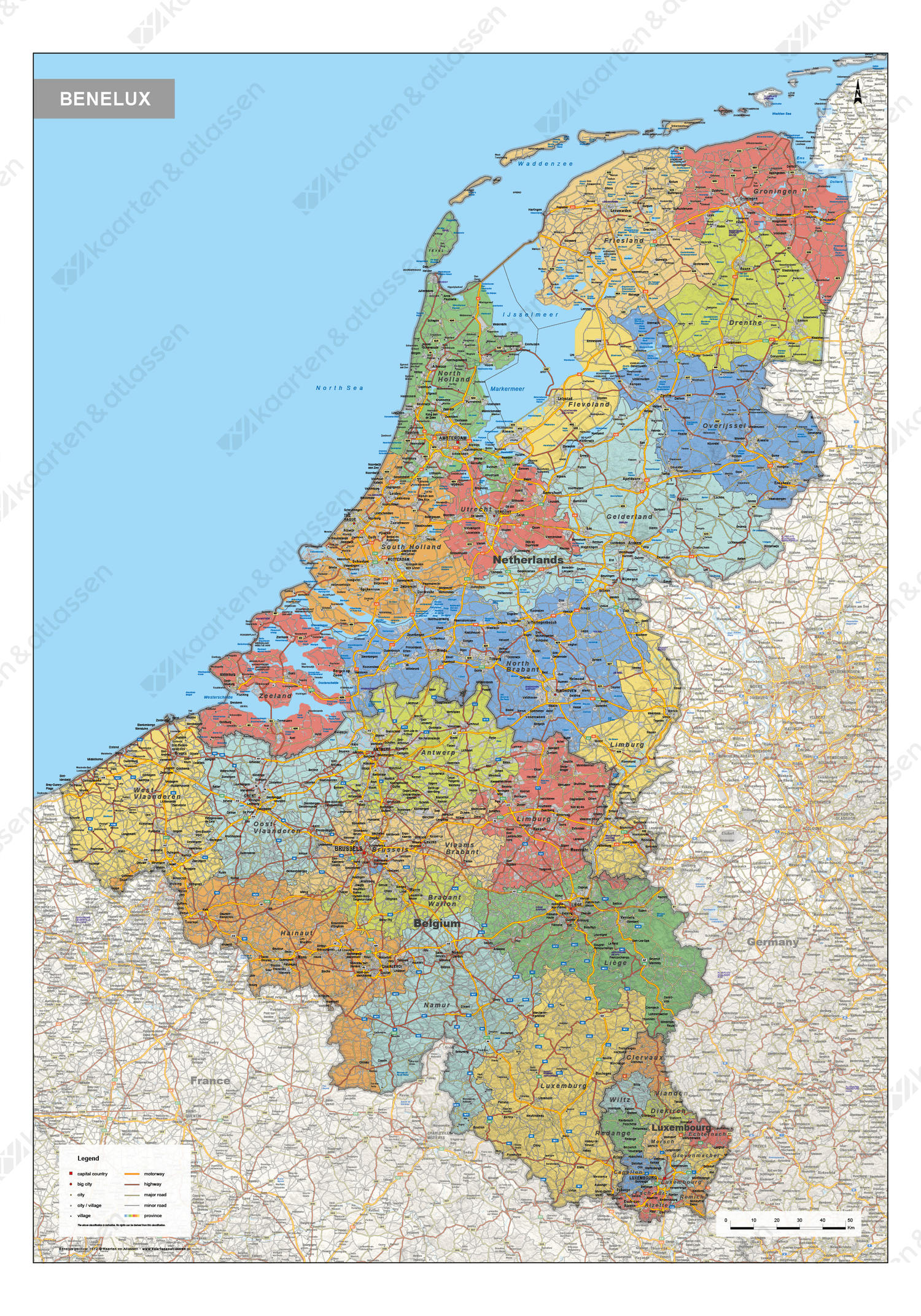 Digitale Benelux Kaart Staatkundig Digitale Benelux Kaart Staatkundig