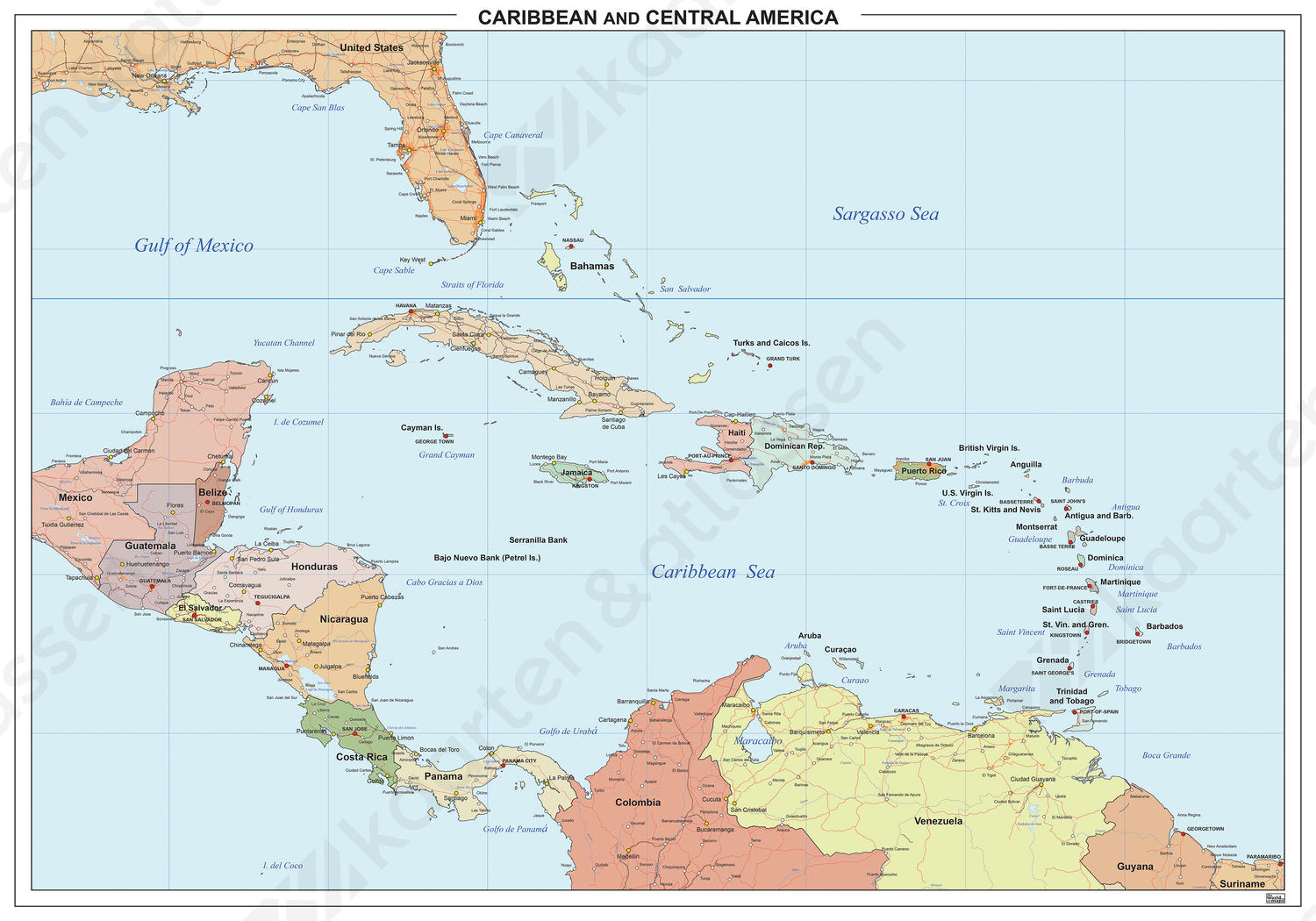 Midden-Amerika en Caraïben Staatkundig