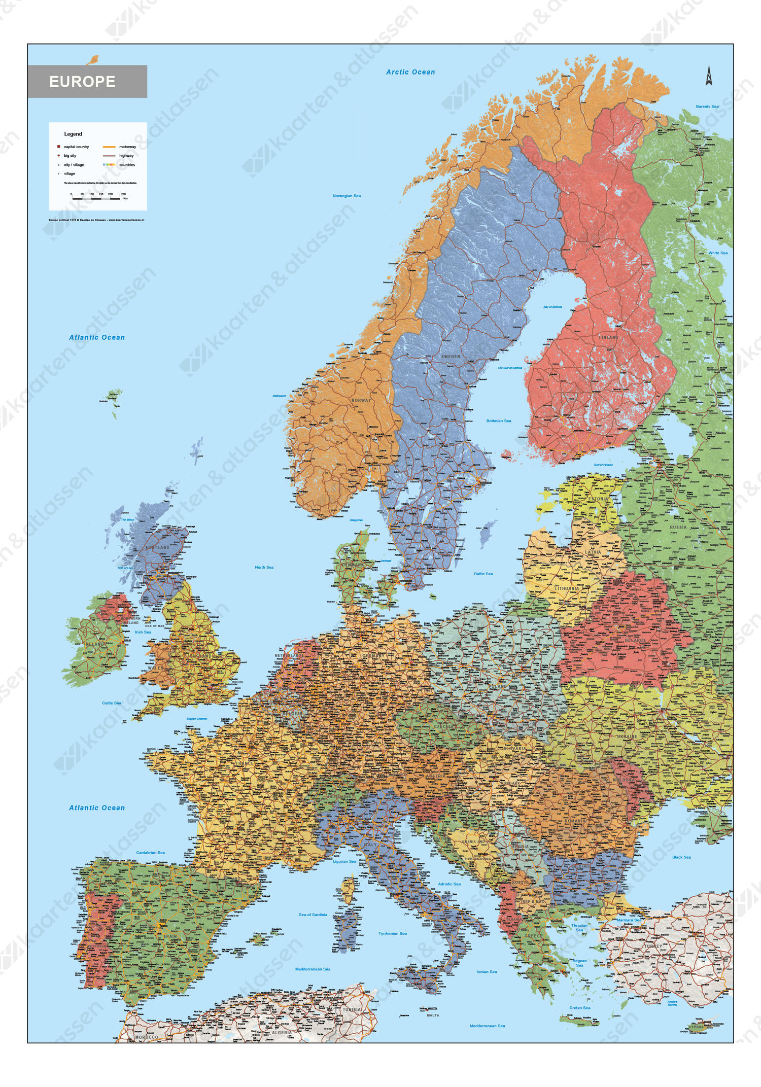 Digitale Europa Kaart Staatkundig