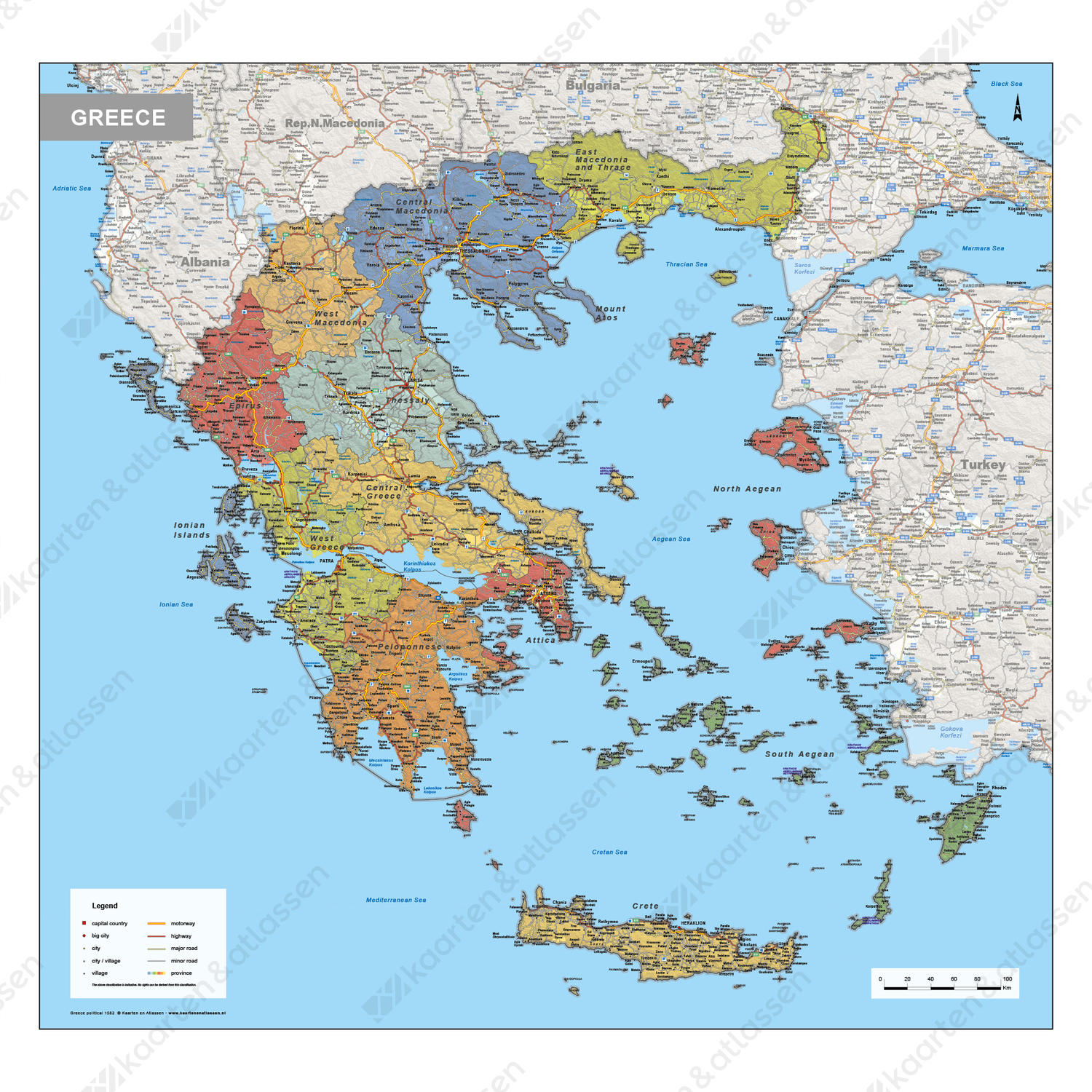 Digitale Griekenland Kaart Staatkundig