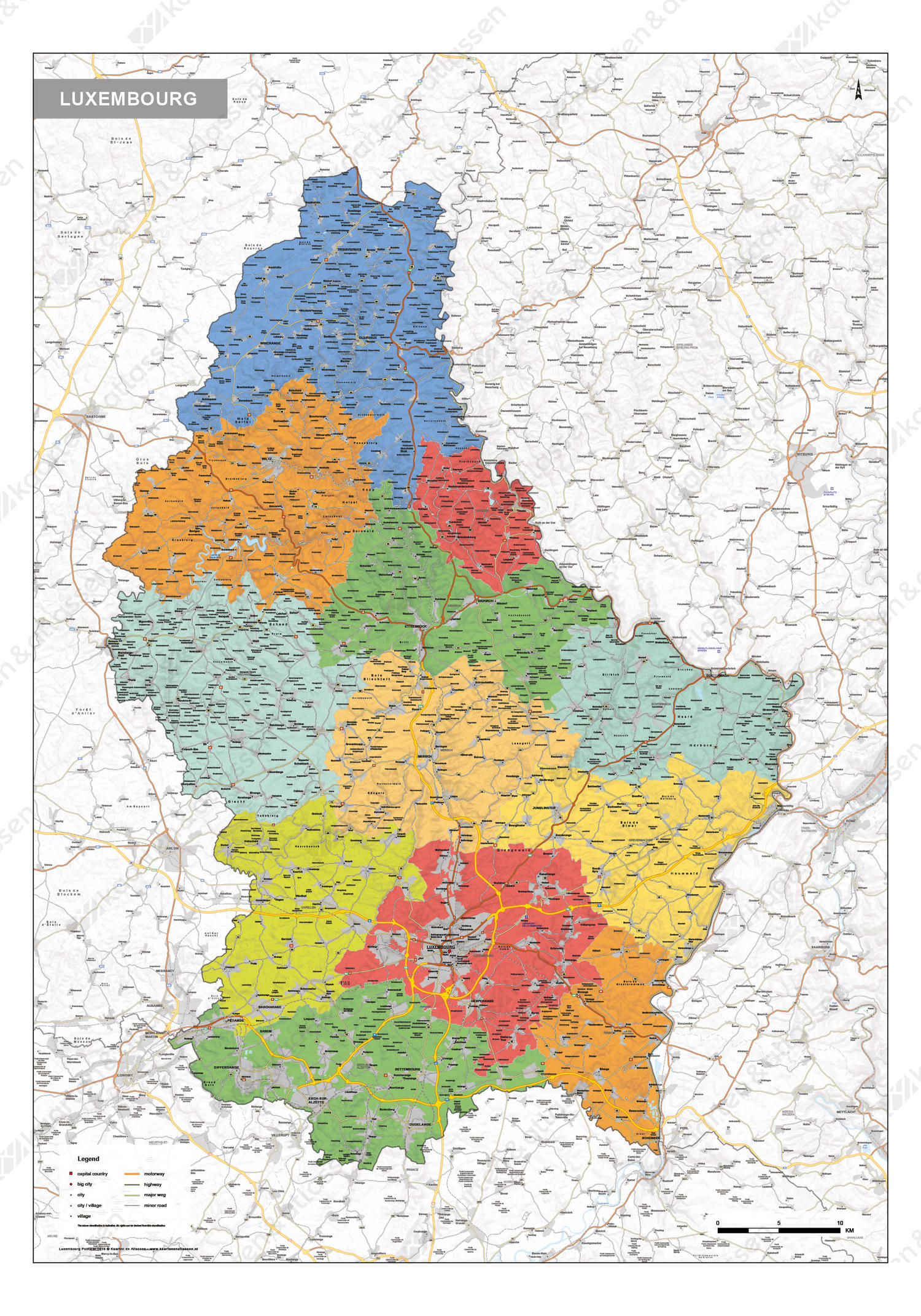 Staatkundige kaart Luxemburg Staatkundige kaart Luxemburg