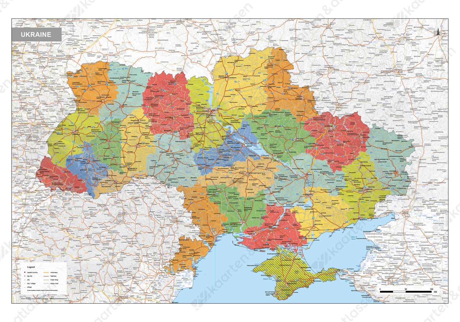 Kaart Oekraïne / Ukraine Staatkundig