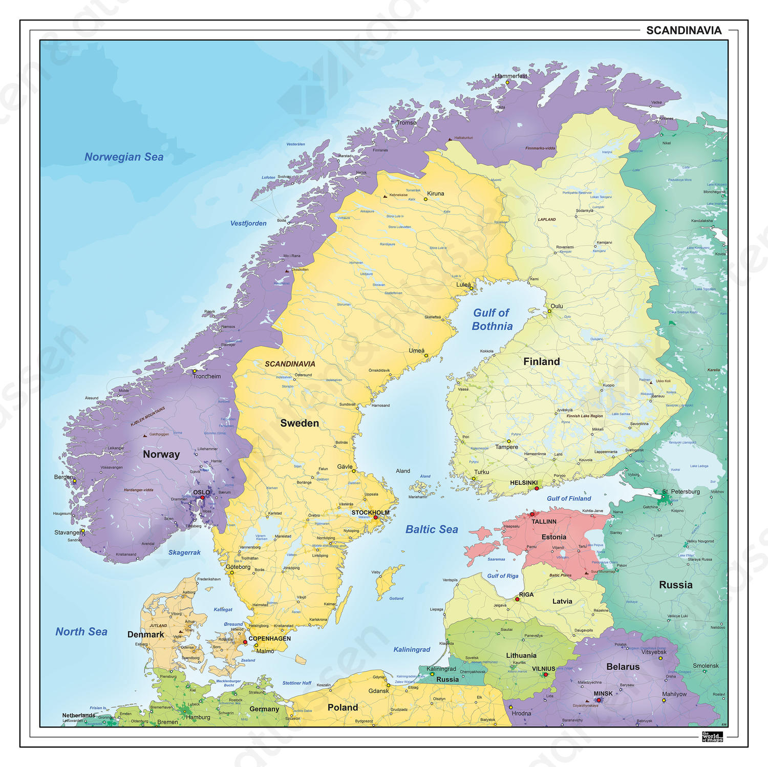 Digitale Kaart van Scandinavië