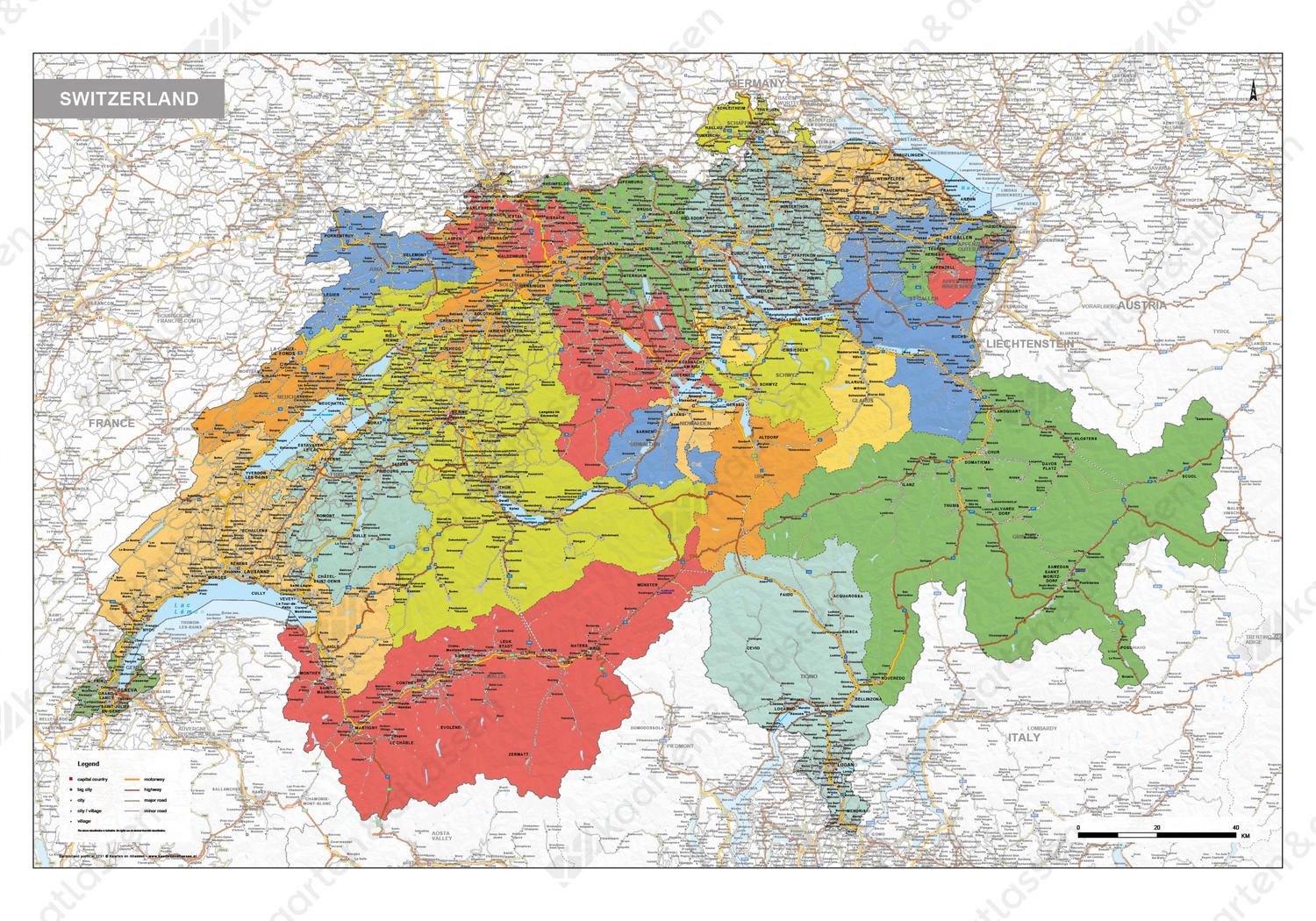 Zwitserland staatkundige kaart