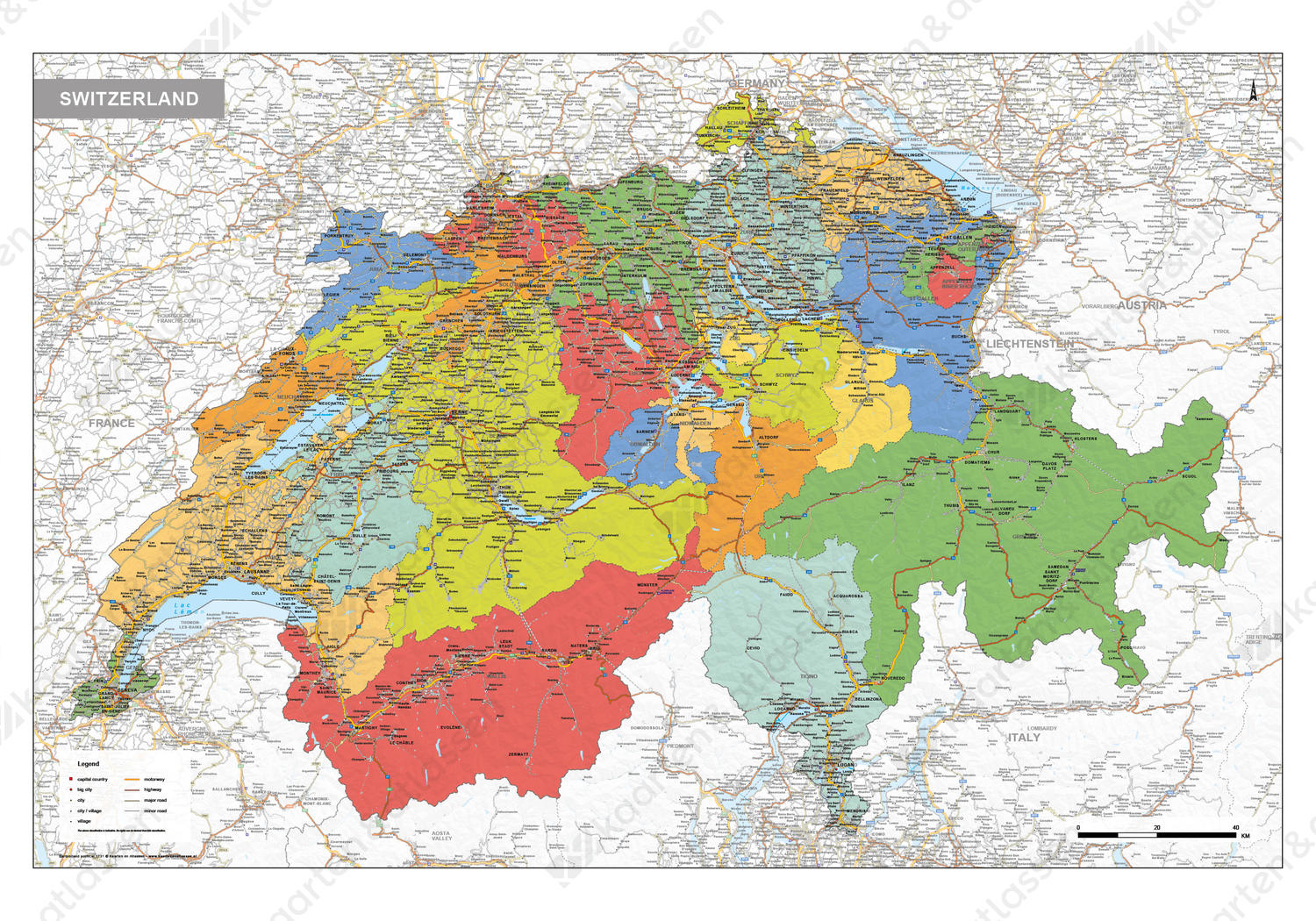 Zwitserland staatkundige kaart Zwitserland staatkundige kaart