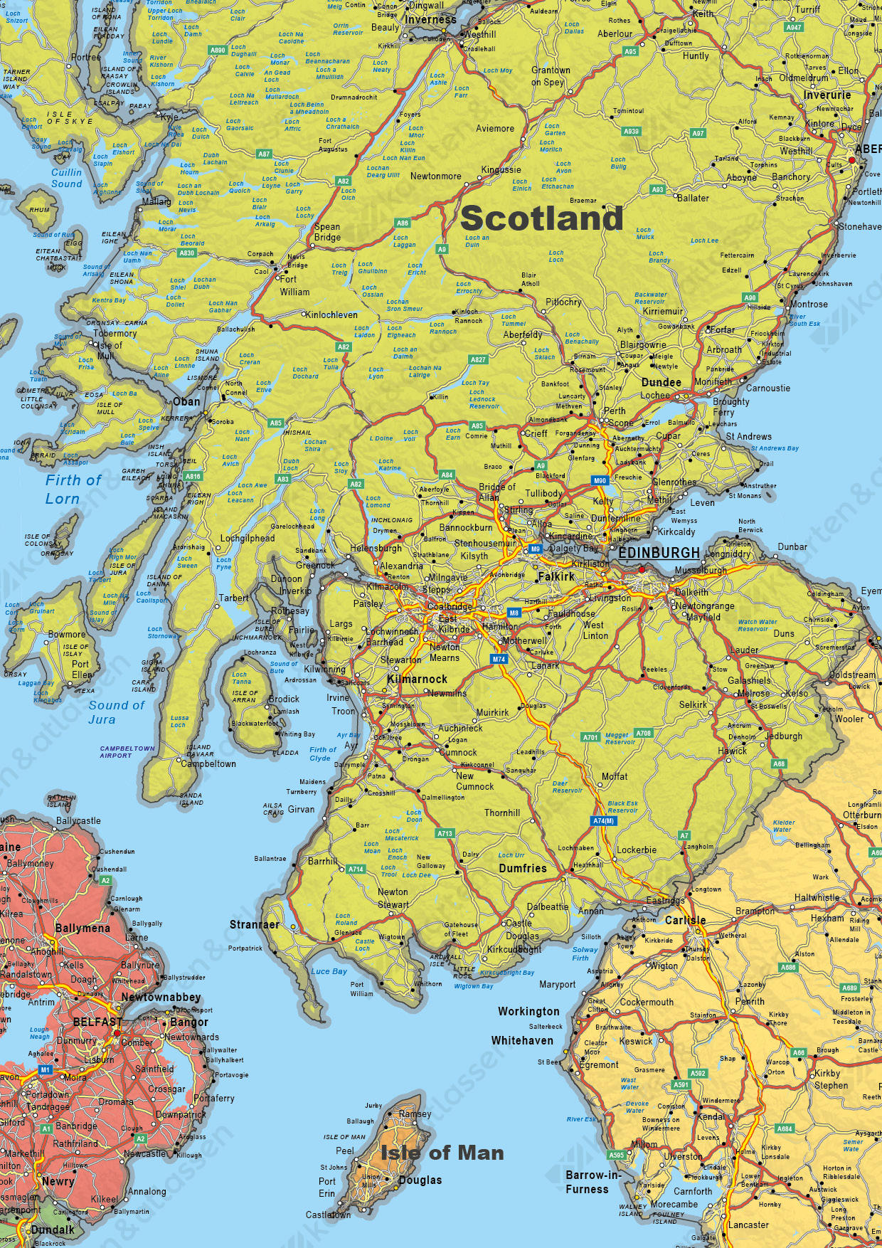 Verenigd Koninkrijk en Ierland Kaart Staatkundig