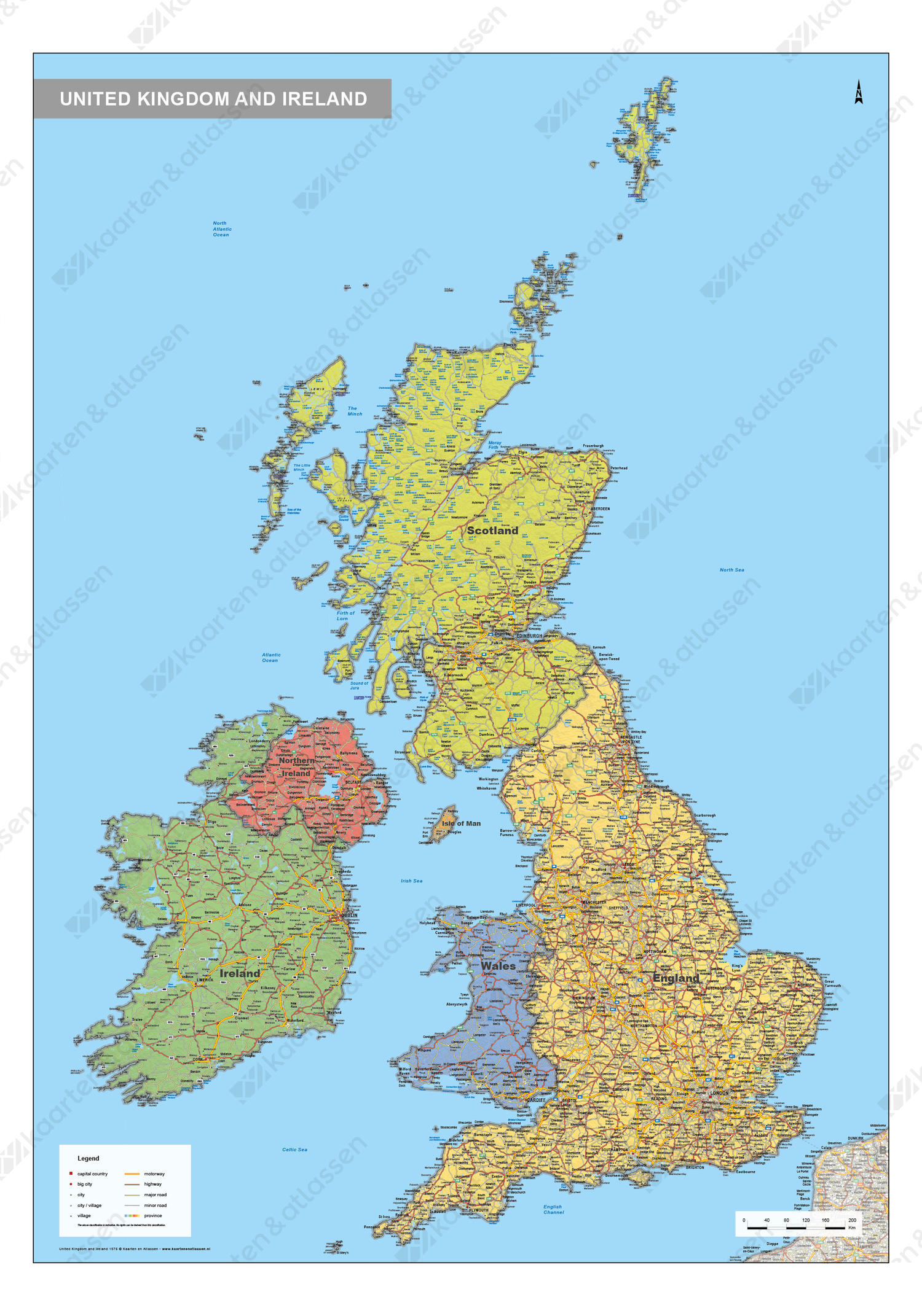 Verenigd Koninkrijk en Ierland Kaart Staatkundig Verenigd Koninkrijk en Ierland Kaart Staatkundig