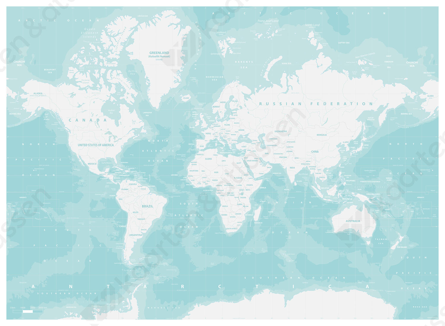 Decoratieve Wereldkaart Aquatic 1398