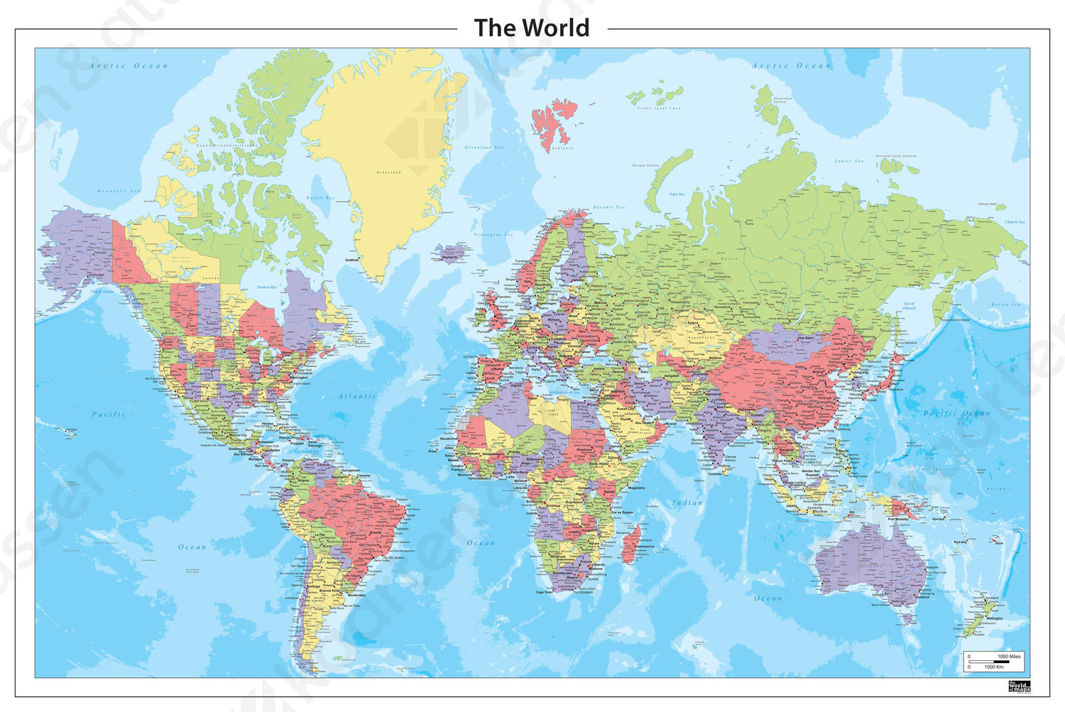 genezen studie Dominant Wereldkaart Engelstalig 318 | Kaarten en Atlassen.nl