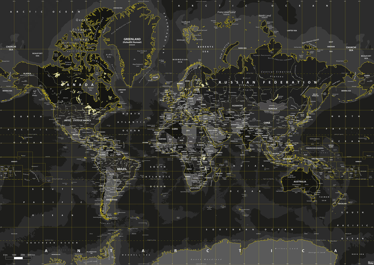 Digitale Wereldkaart Yellow Flash