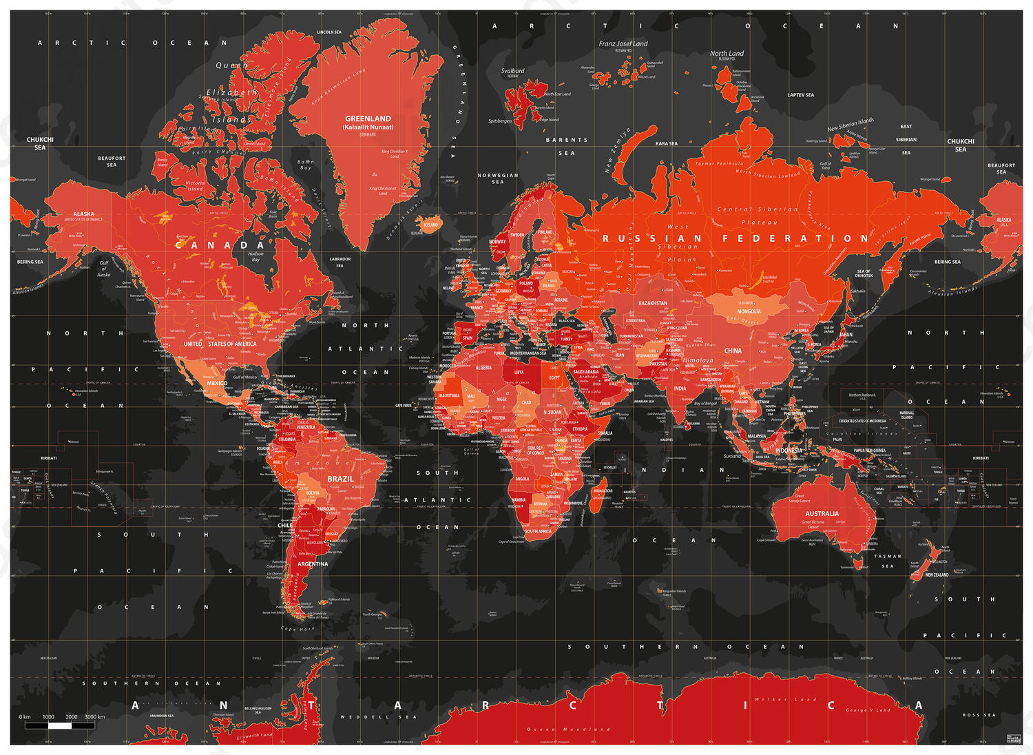 Wereldkaart Volcanic