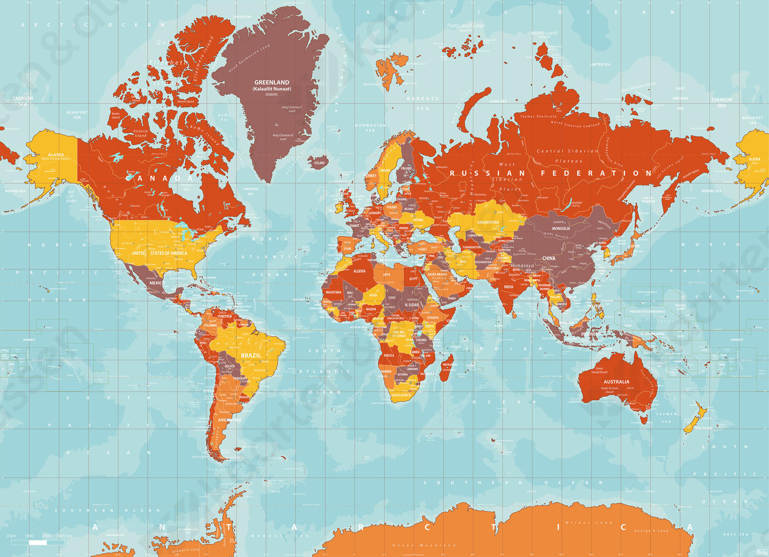 Digitale Wereldkaart Yosemite