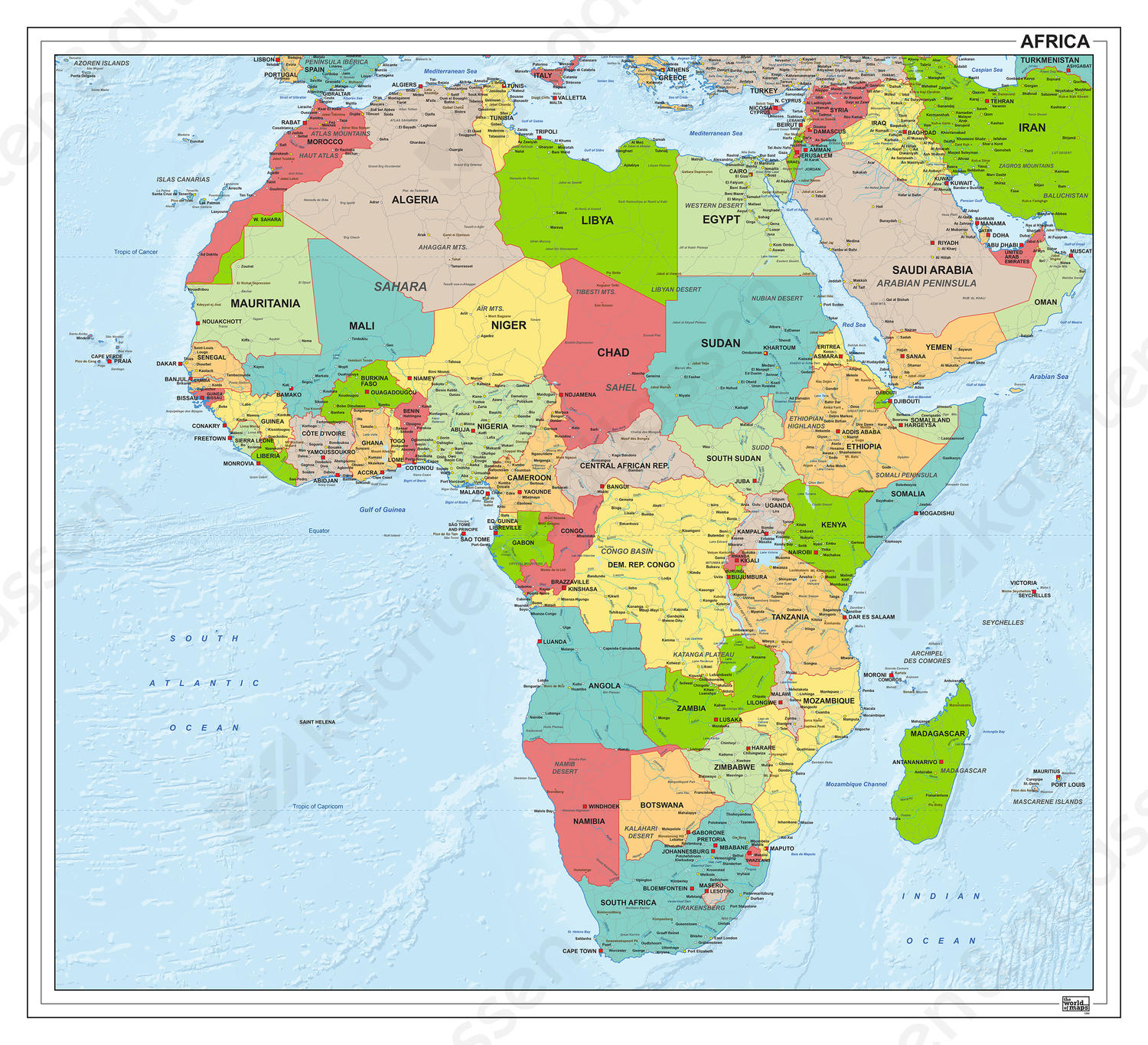 Digitale Kaart Afrika Staatkundig 1282 | Kaarten En Atlassen.Nl