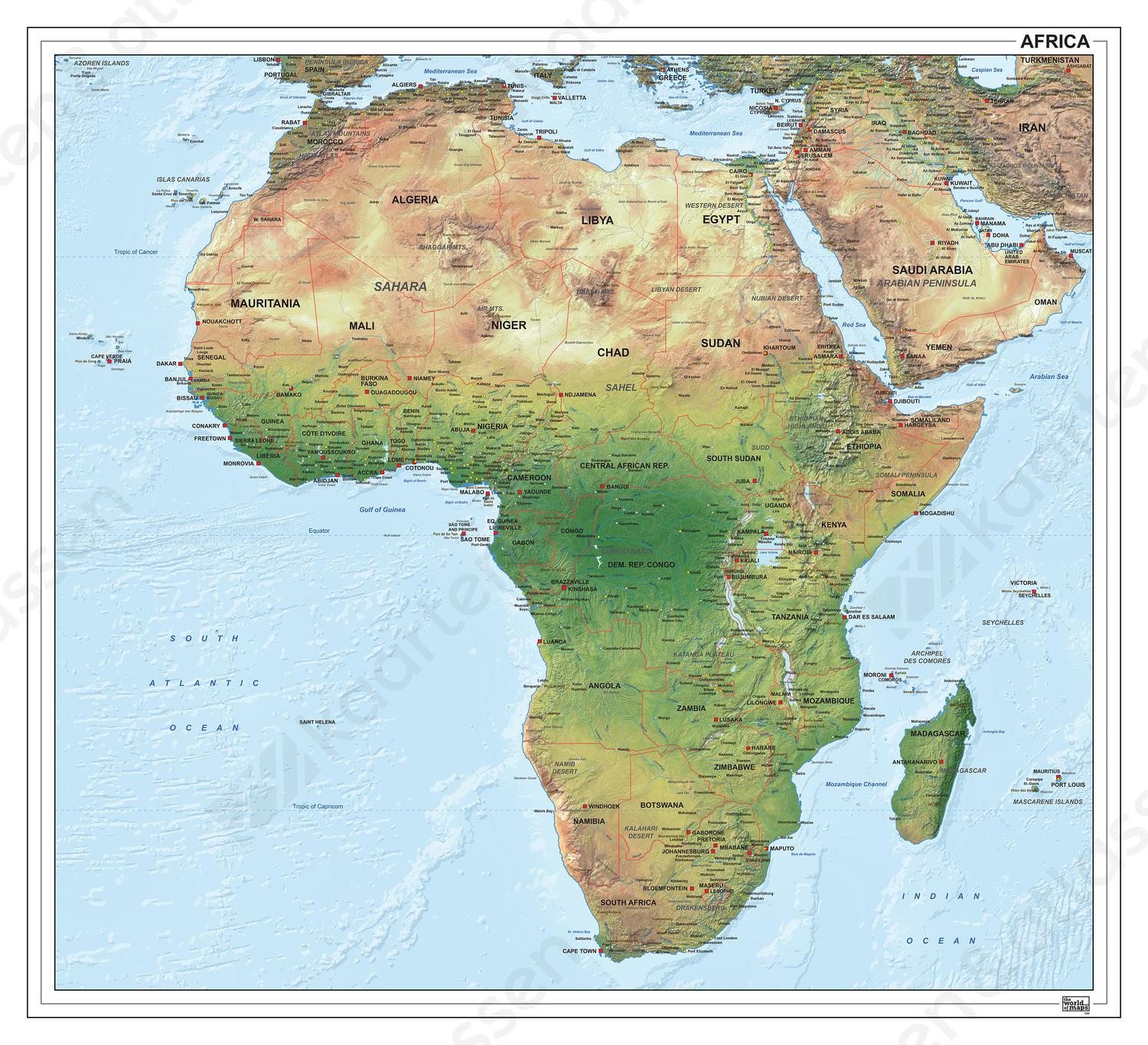 Afrika natuurkundig 1288 Digitale Afrika natuurkundig 1288