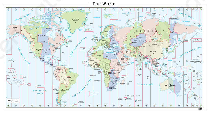 wereldkaart tijdzones Digitale wereldkaart tijdzones