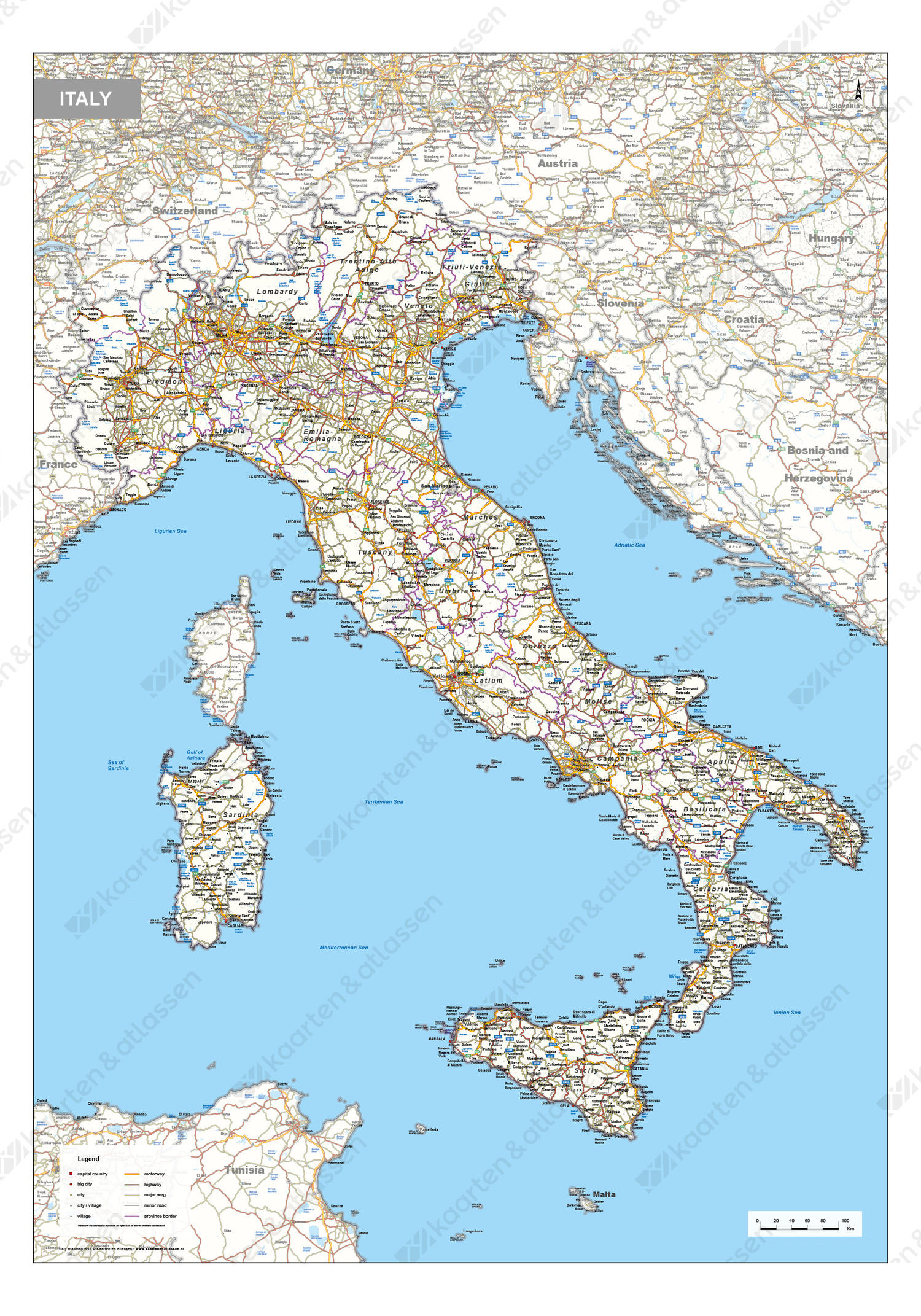 Wegenkaart Italië
