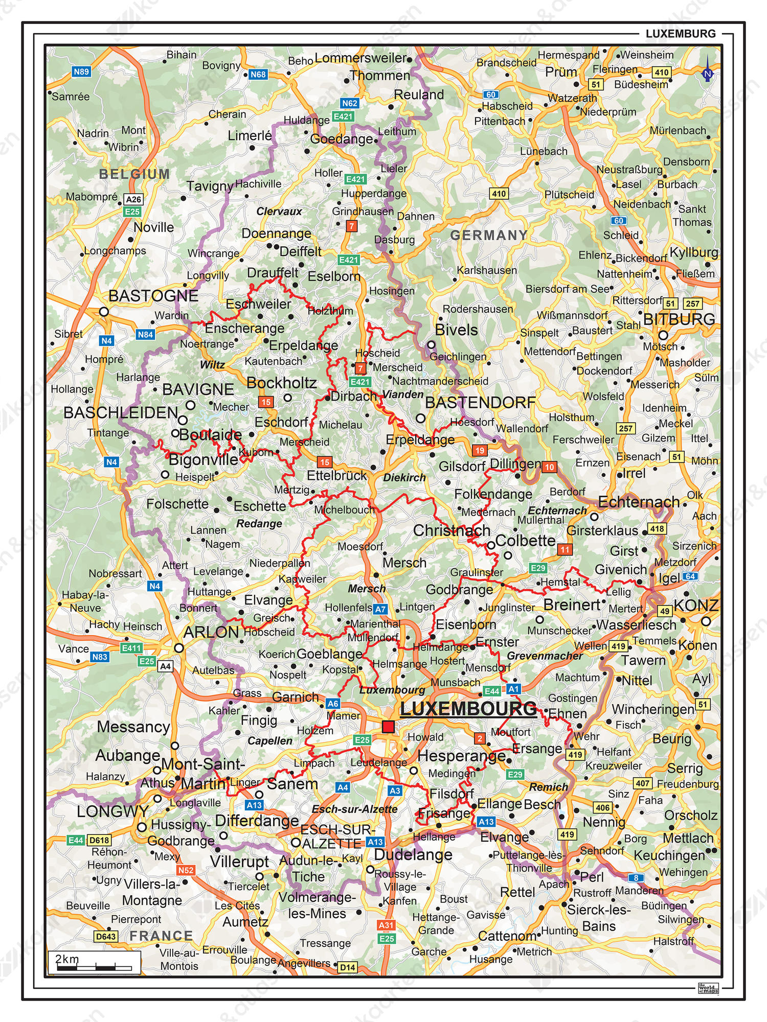 Wegenkaart Luxemburg 