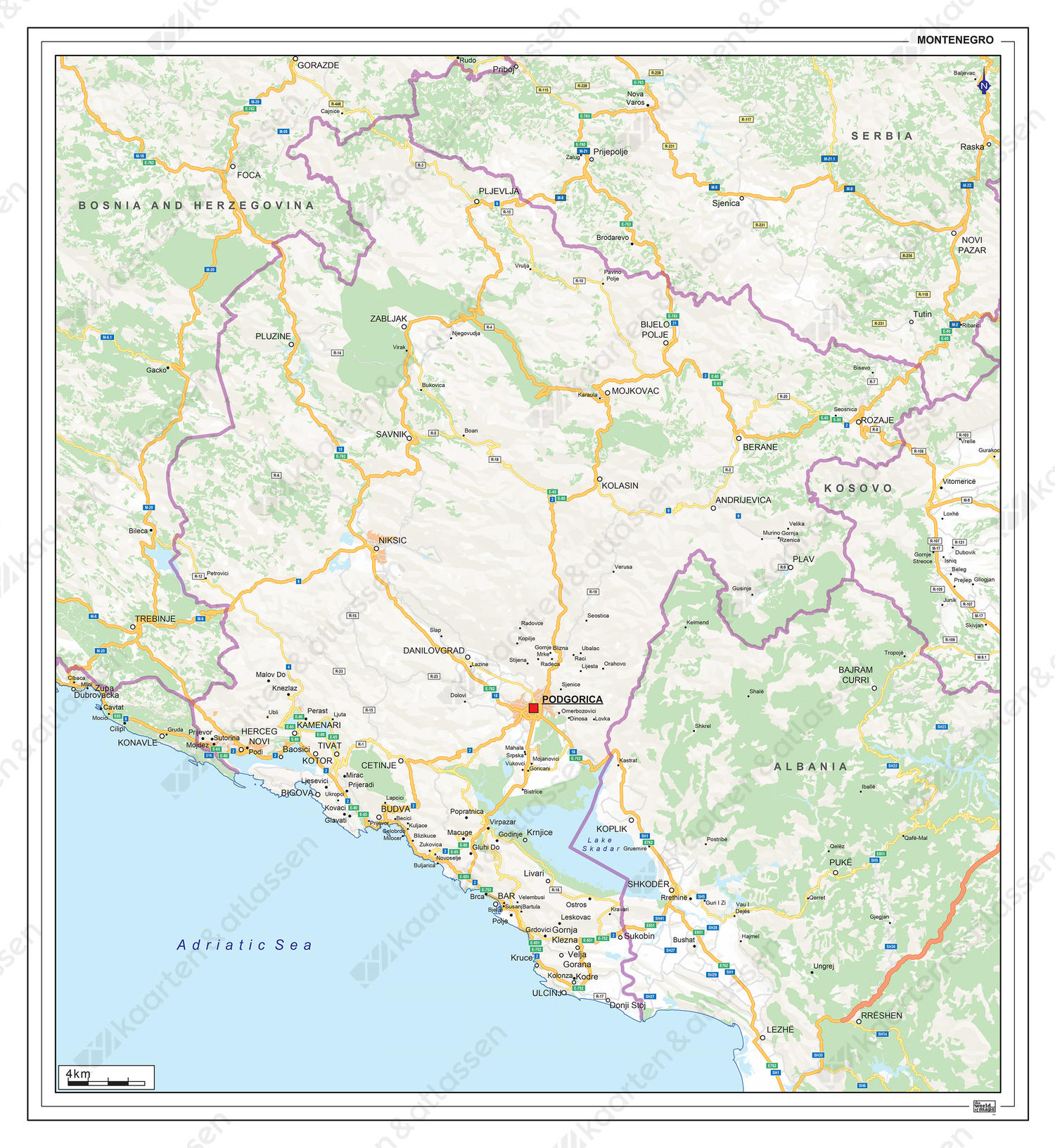 Wegenkaart Montenegro Wegenkaart Montenegro