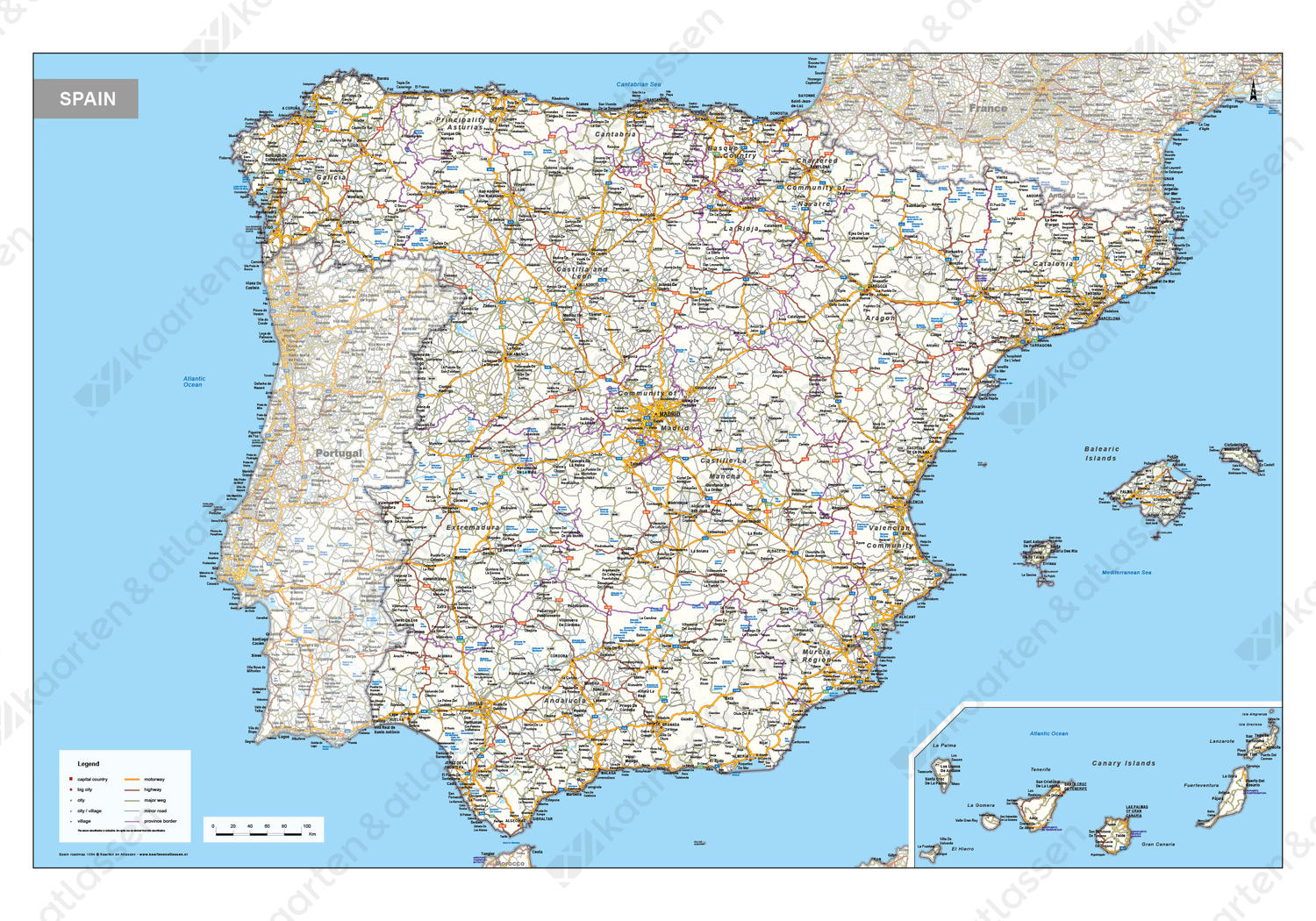 Wegenkaart Spanje Wegenkaart Spanje