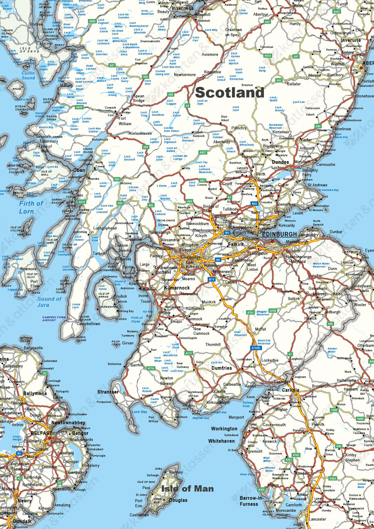 Wegenkaart Verenigd Koninkrijk en Ierland