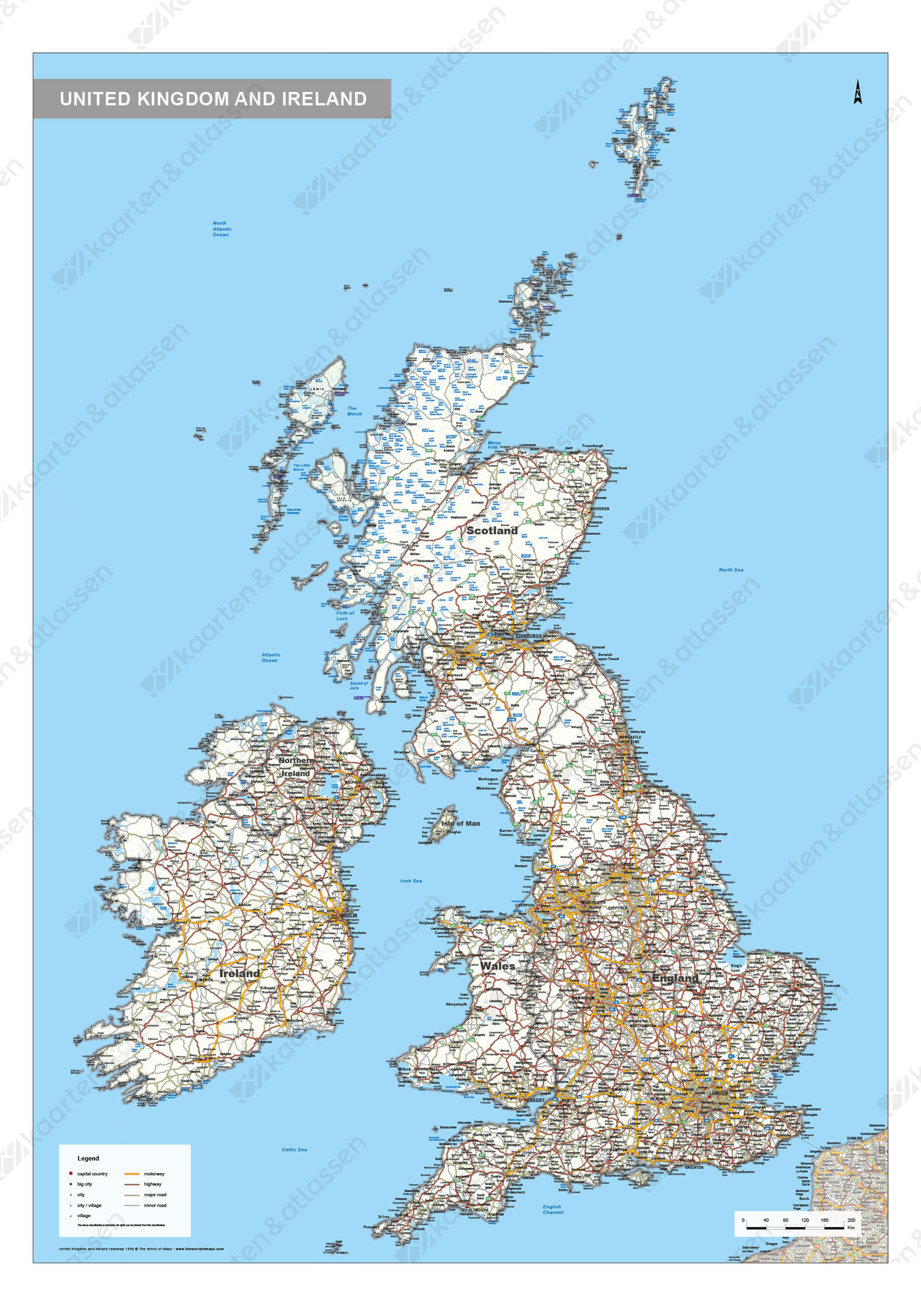 Wegenkaart Verenigd Koninkrijk en Ierland