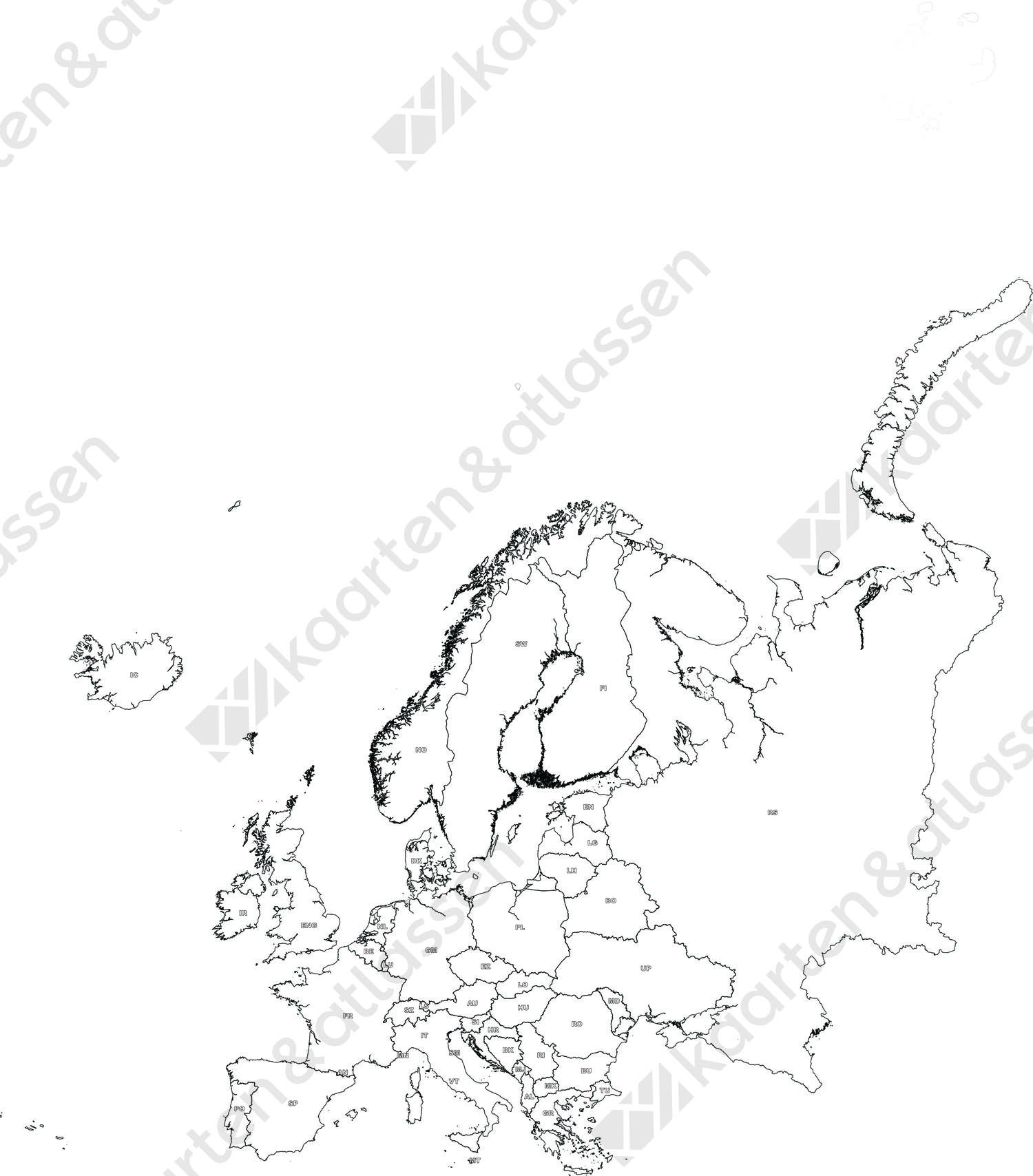 Gratis digitale kaart Europa