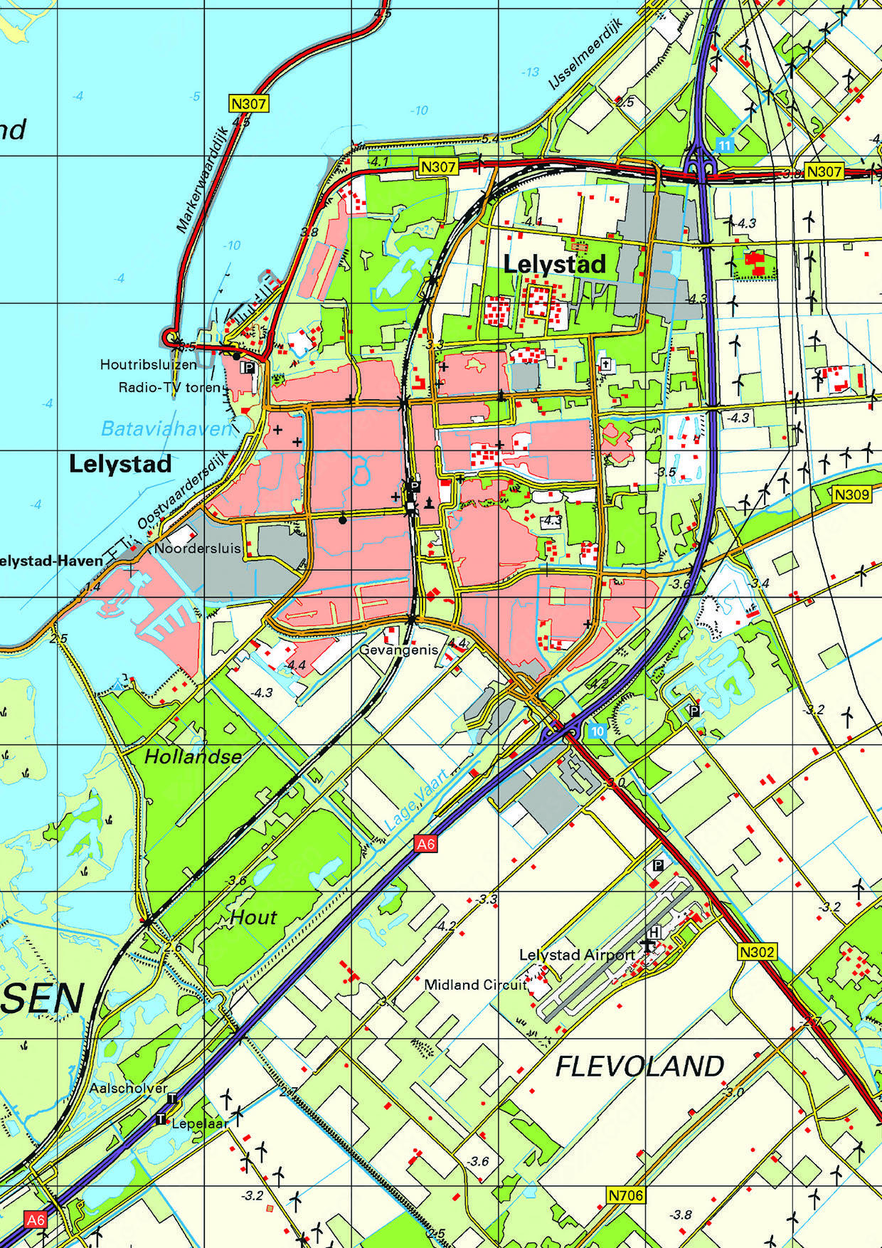 Topografische kaart Flevoland 1:100.000