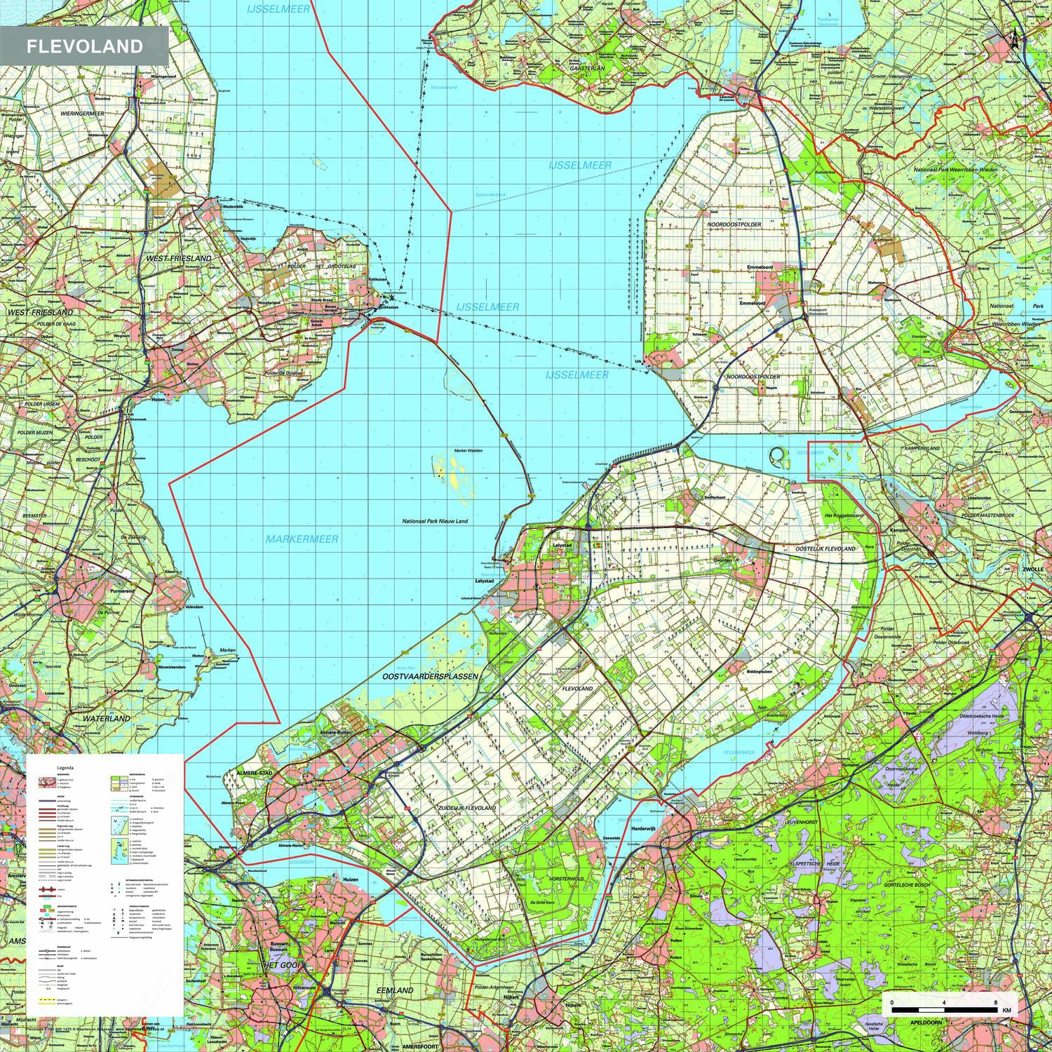 Topografische kaart Flevoland 1:100.000