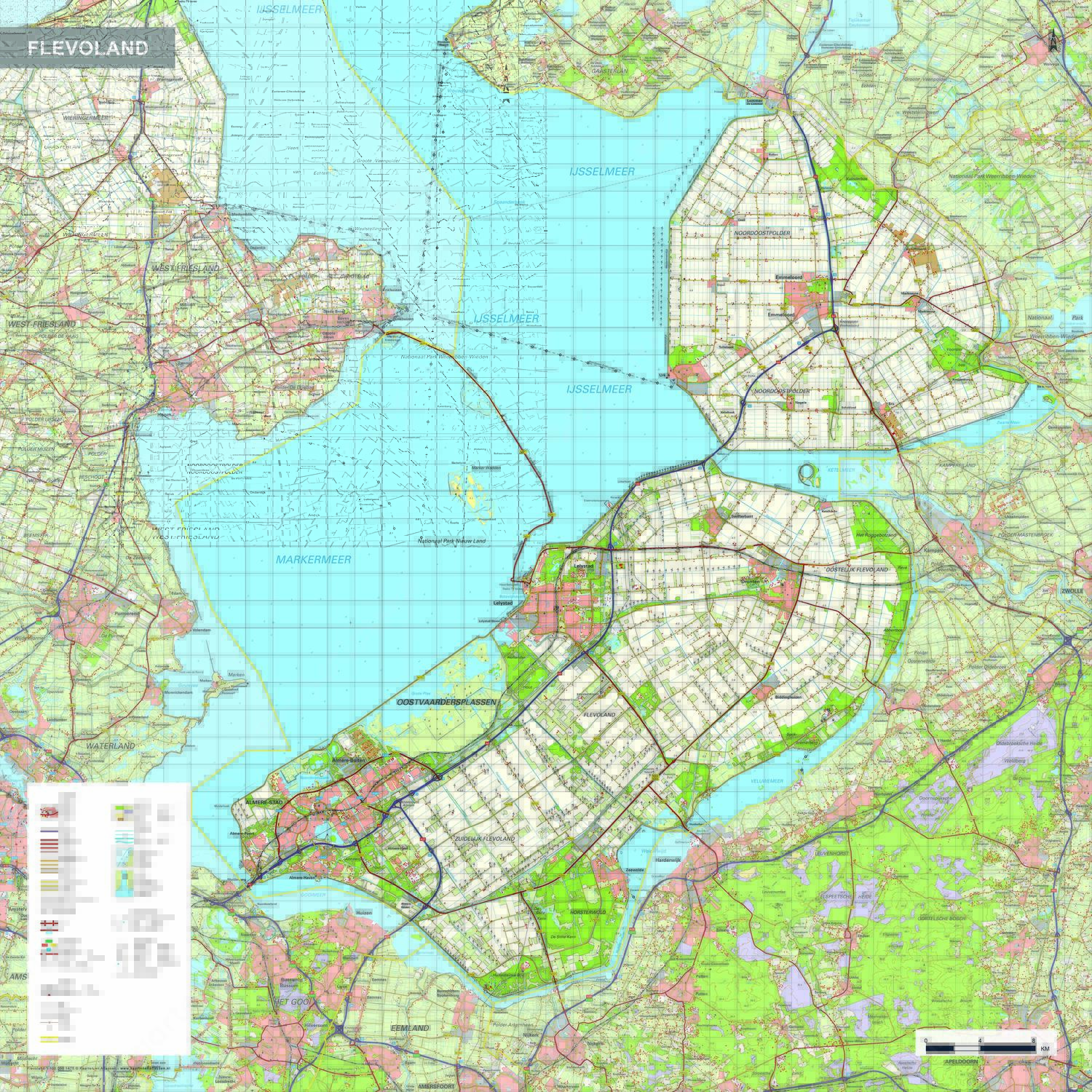 Topografische kaart Flevoland 1:100.000